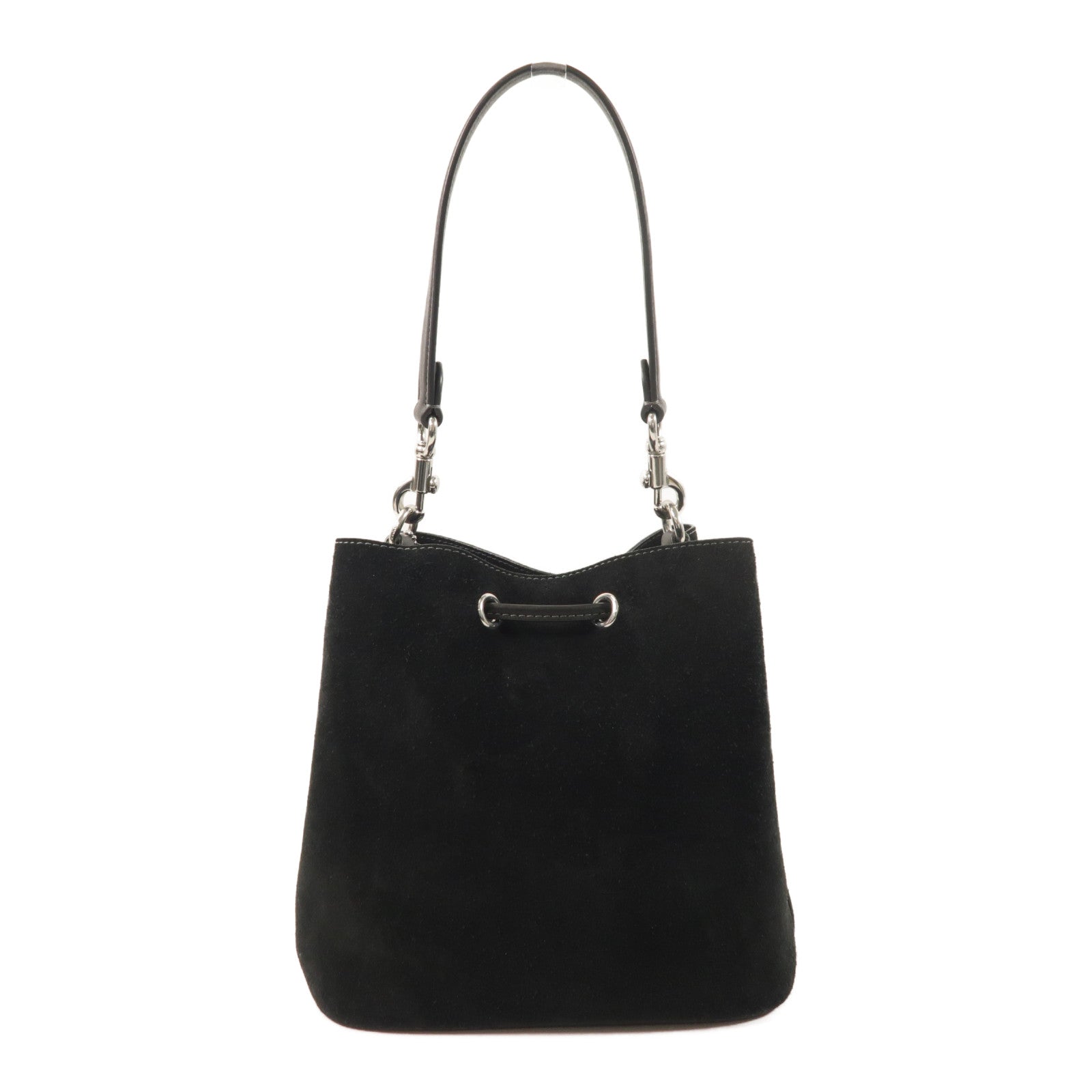 COACH 麂皮皮革/牛皮皮革Rowan Bucket Bag With Cherry Charm銀扣手挽肩背兩用袋