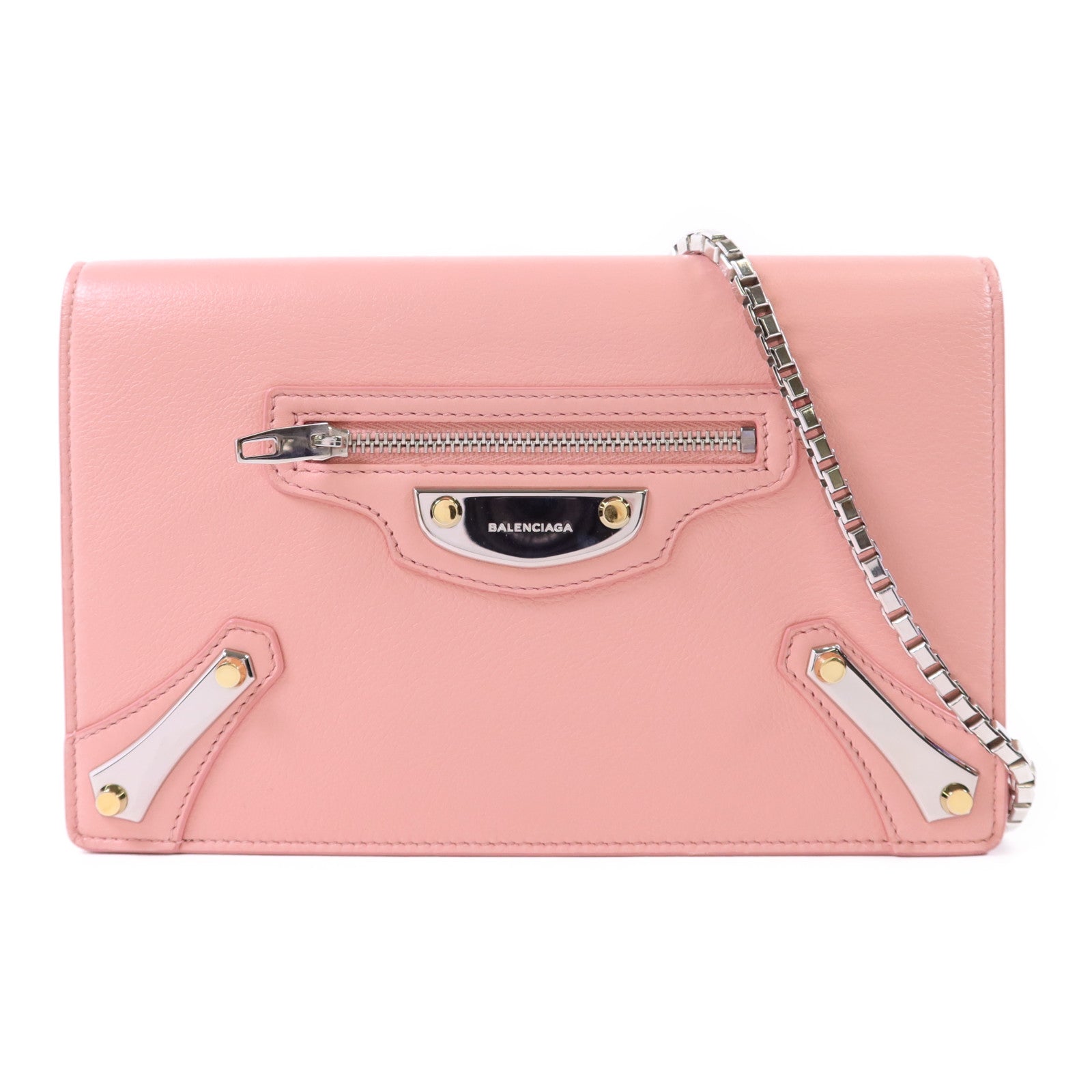 BALENCIAGA 【激減優惠】牛皮皮革Shoulder Bag銀扣鏈帶肩背袋