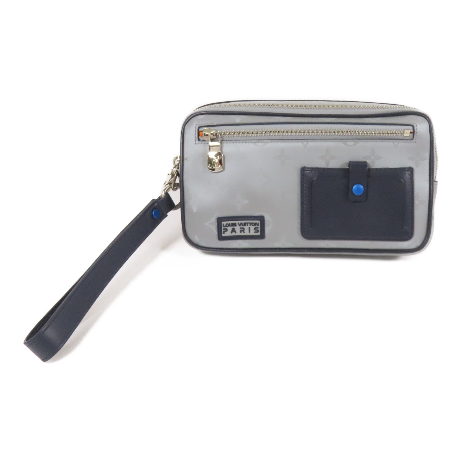 LOUIS VUITTON 塗層帆布Satellite Alpha銀扣手拿包