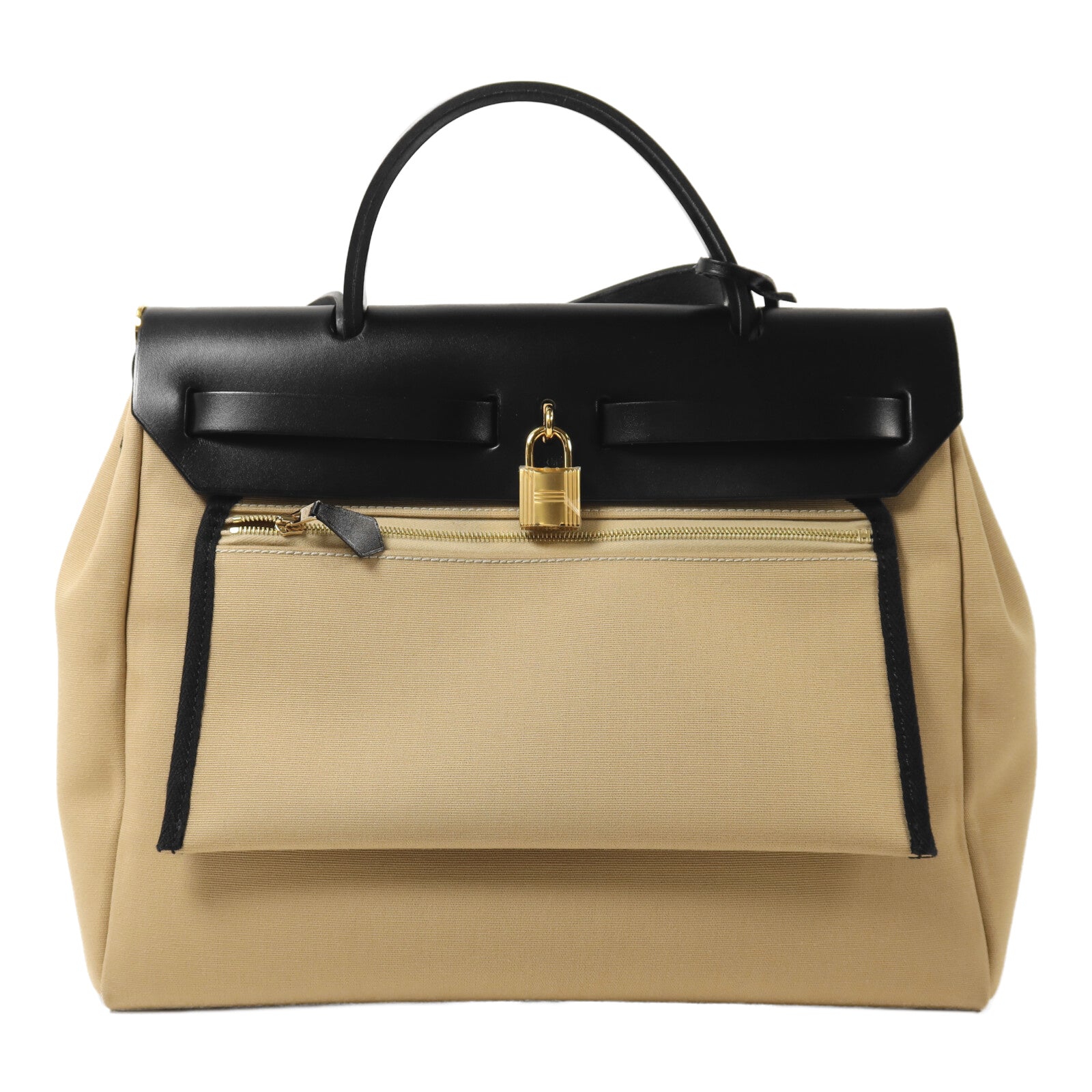 HERMES 帆布Herbag PM手挽肩背兩用袋Trench/Noir