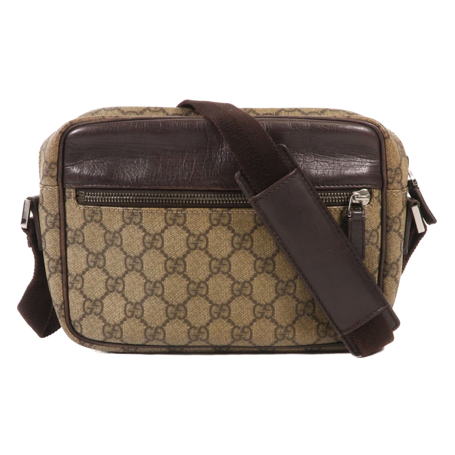 GUCCI 塗層帆布Shoulder Bag銀扣肩背袋