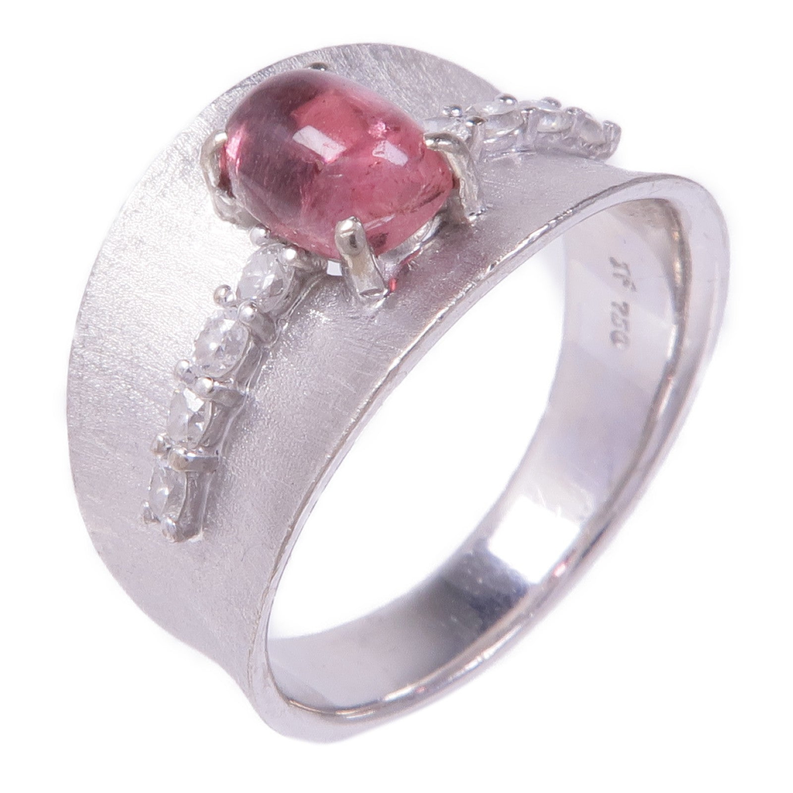JEWELRY 18K白金Tourmaline Diamond Ring碧玺/鑽石戒指US#7