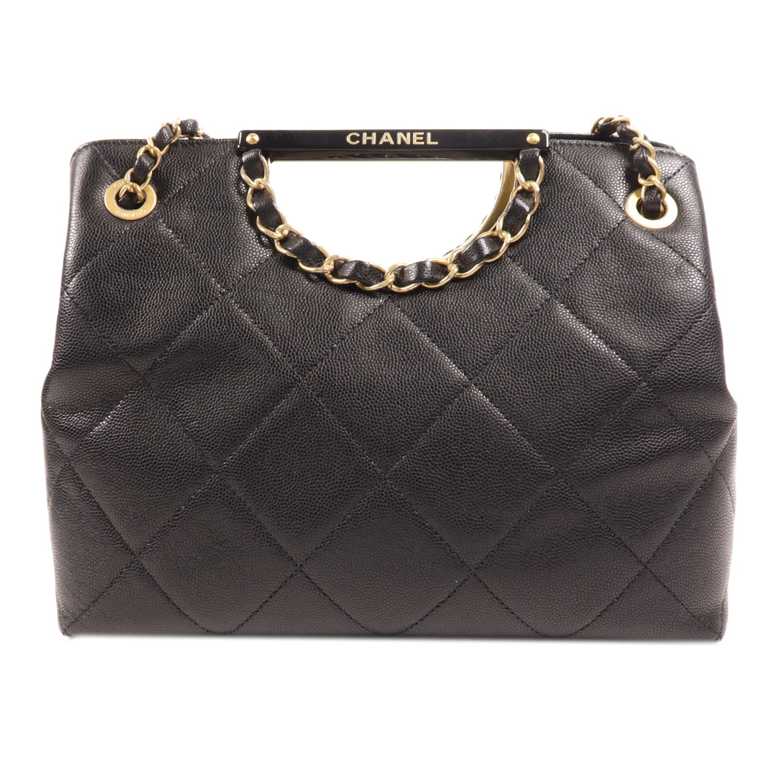 CHANEL 牛皮皮革Chain Shoulder金扣手挽肩背兩用袋