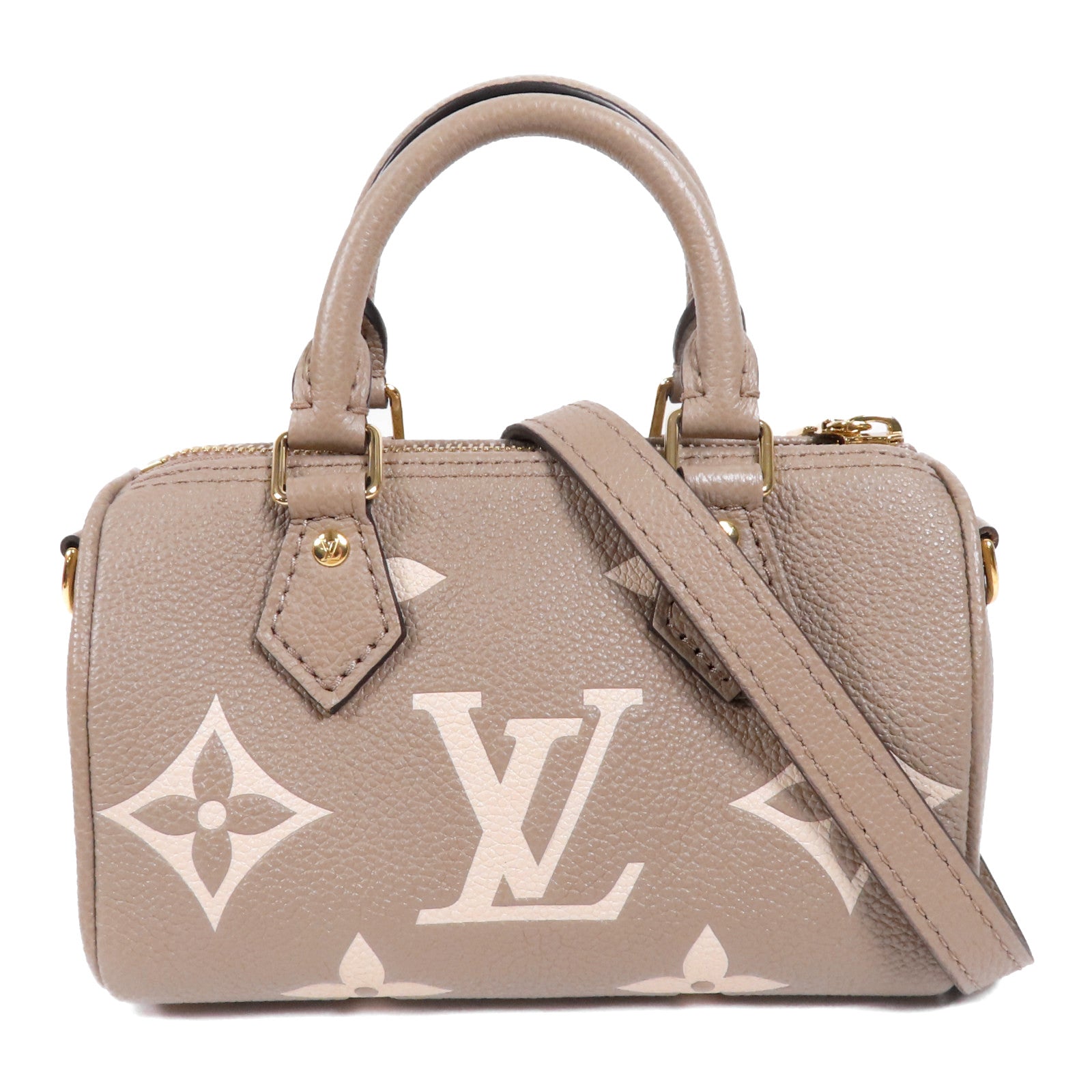 LOUIS VUITTON Monogram Empreinte Nano Speedy Bandouliere金扣手挽肩背兩用袋
