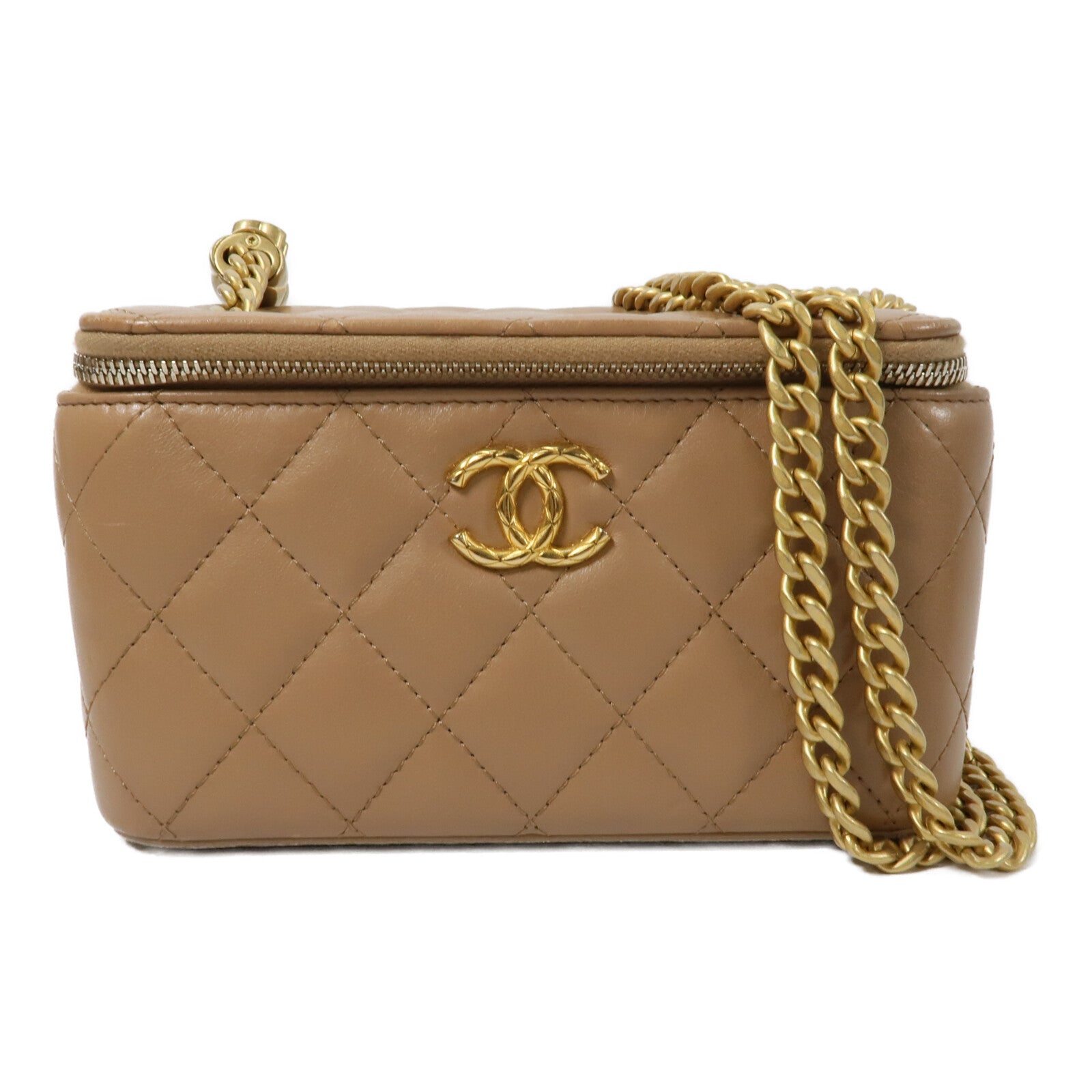 CHANEL 羊皮皮革Vanity Case鏈帶肩背袋