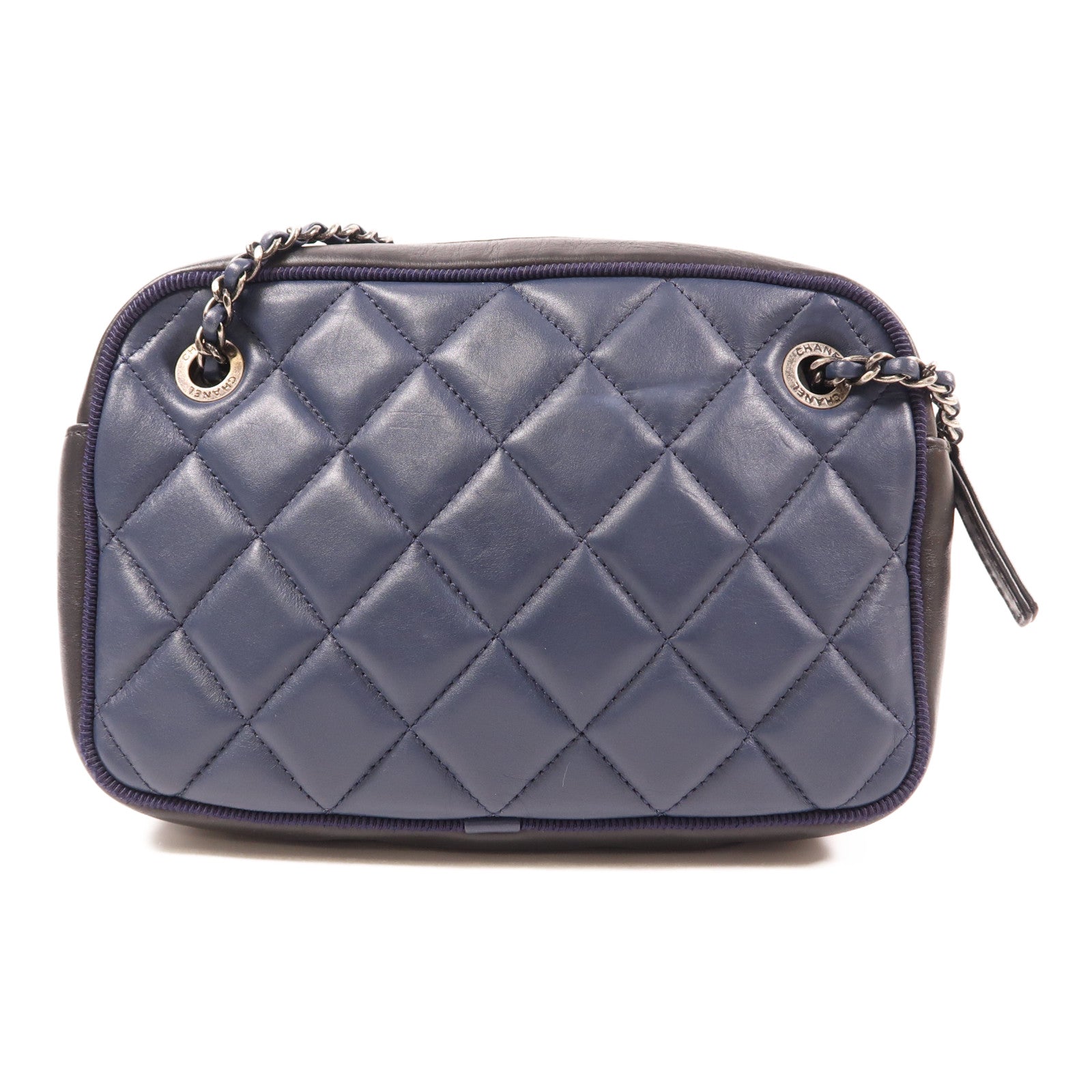 CHANEL 牛皮皮革Chain Shoulder銀扣鏈帶肩背袋