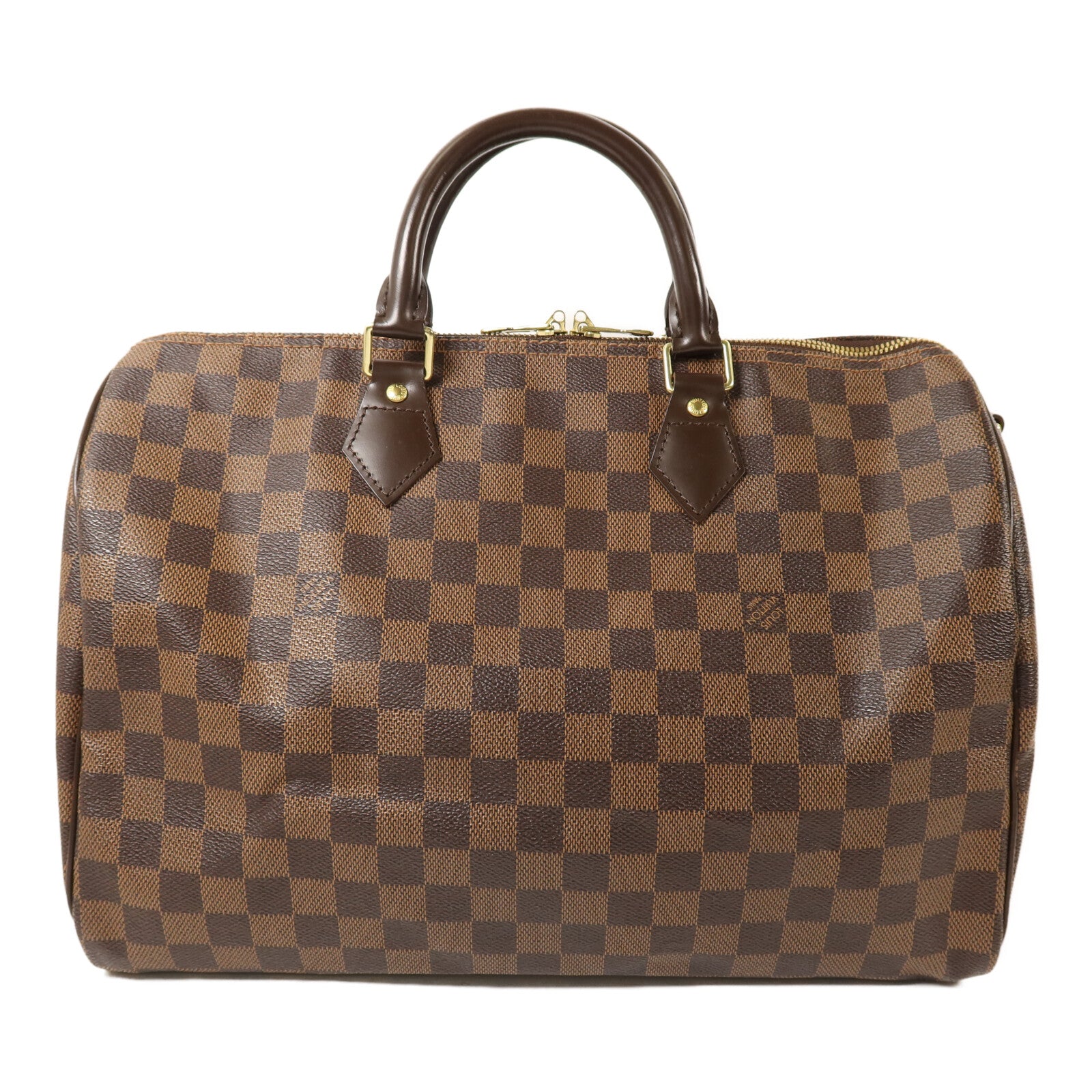 LOUIS VUITTON Damier Speedy Bandouliere 35金扣手挽肩背兩用袋