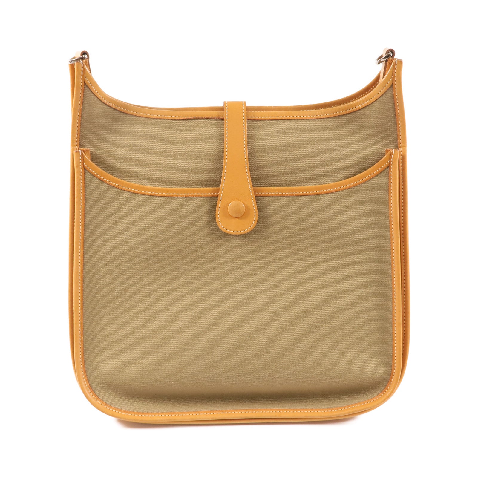 HERMES 帆布Evelyne PM銀扣肩背袋