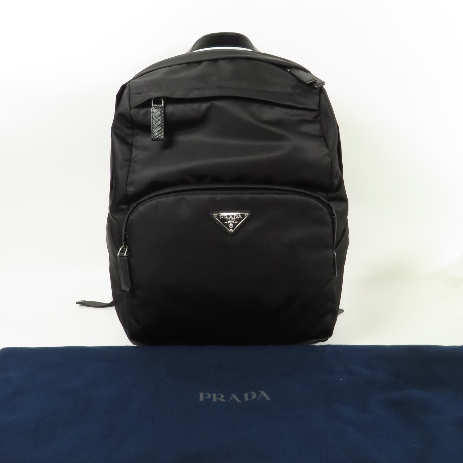 PRADA SHW Re-Nylon Saffiano Leather Backpack 2VZ104 2DMG F0002 Black 6849