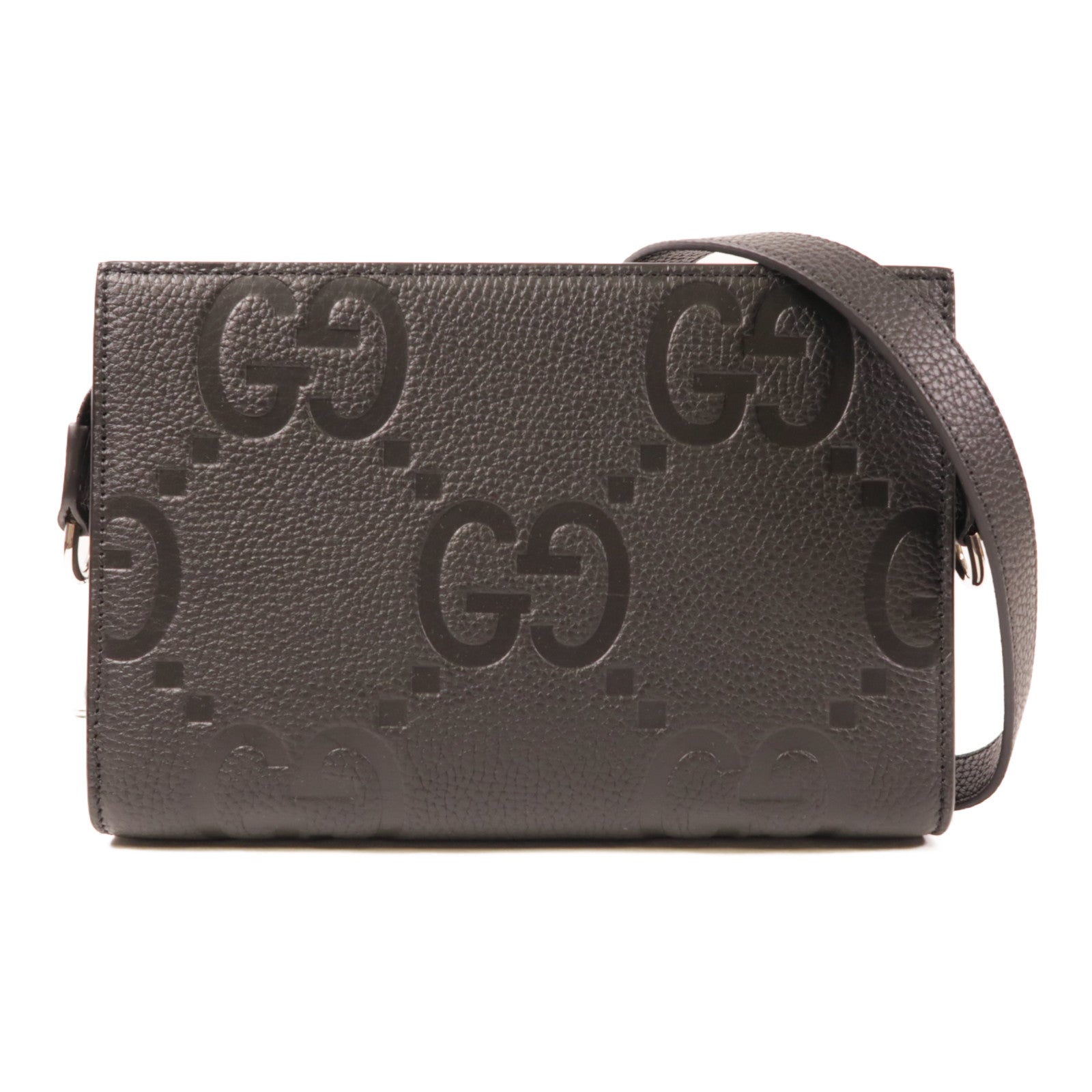 GUCCI 【激減優惠】皮革GG Jumbo Small Bag銀扣肩背袋