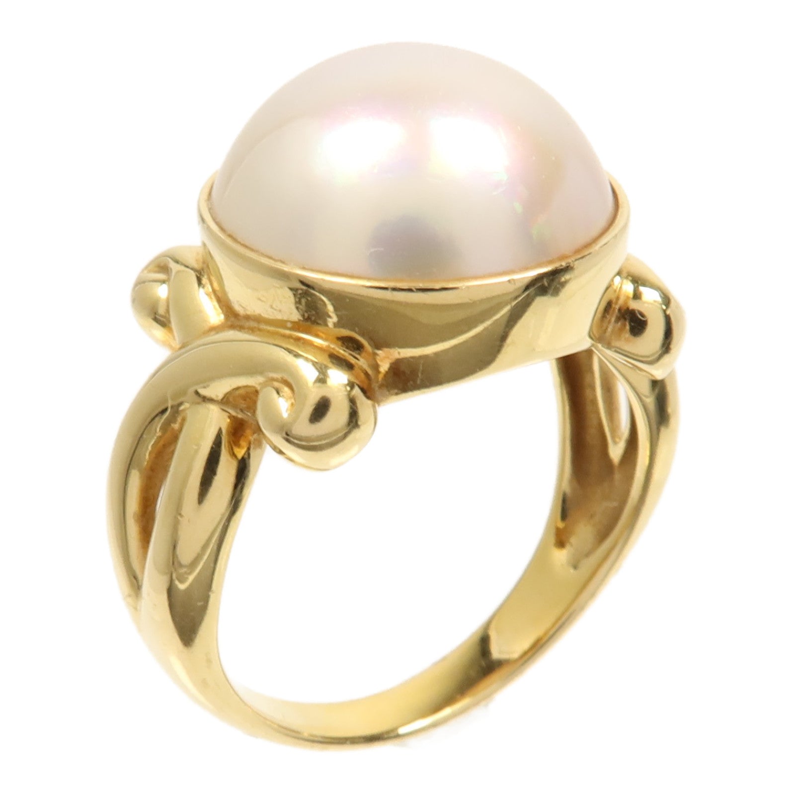 TASAKI 18K黃金Mabe Pearl Ring馬貝珍珠戒指US#6.5