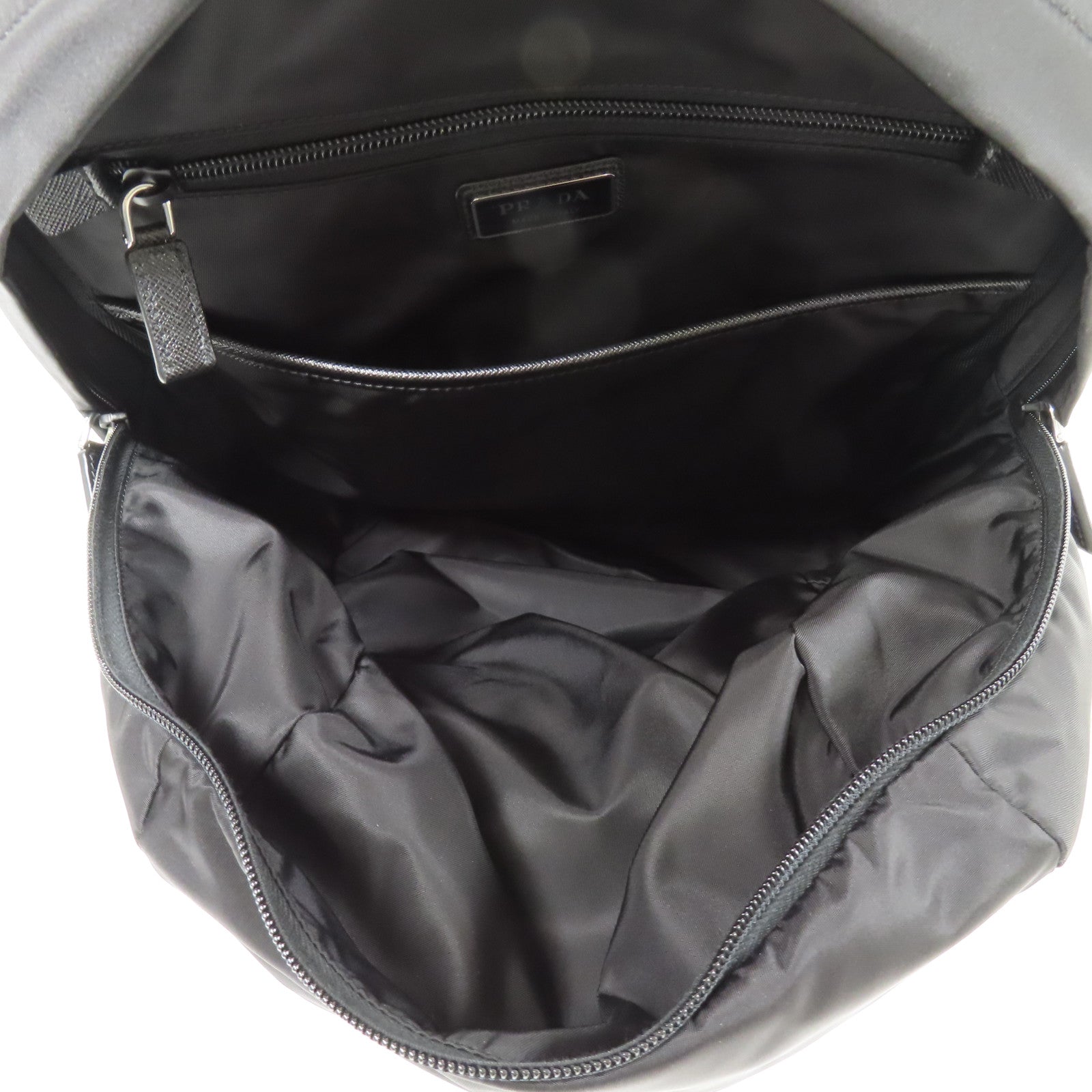 PRADA SHW Re-Nylon Saffiano Leather Backpack 2VZ104 2DMG F0002 Black 6832
