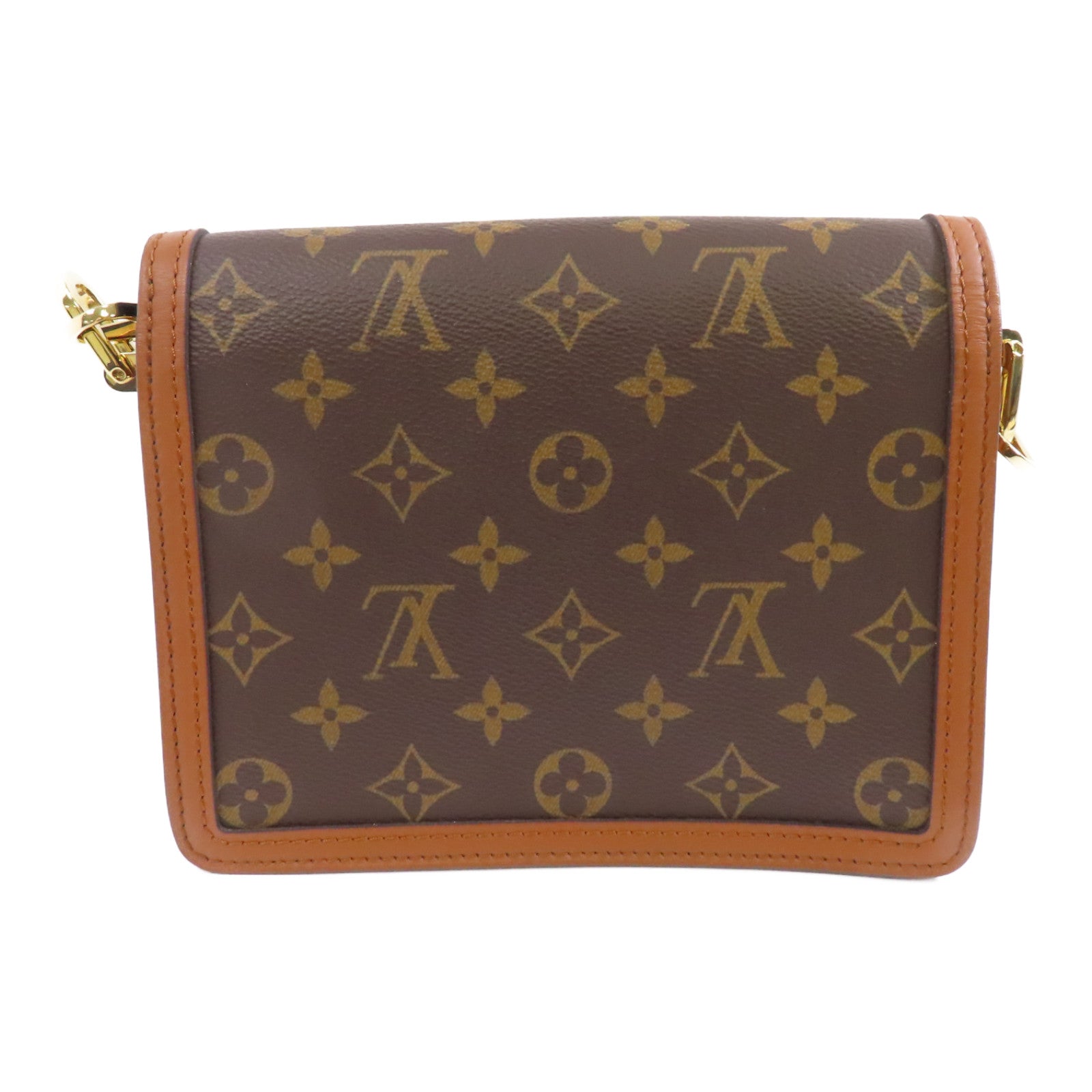 LOUIS VUITTON 【激減優惠】Monogram/Monogram Reverse Mini Dauphine金扣鏈帶肩背袋啡色