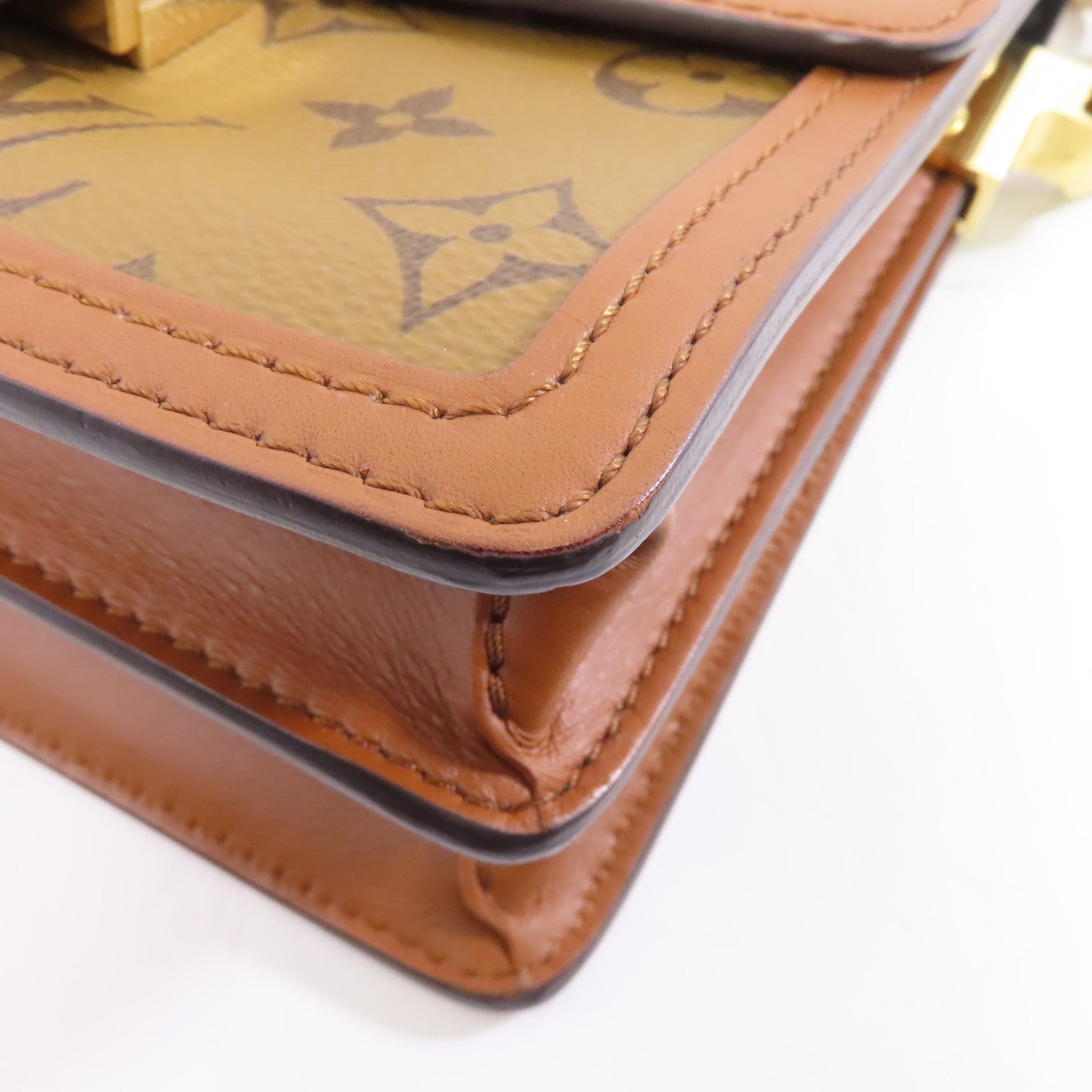 LOUIS VUITTON 【激減優惠】Monogram/Monogram Reverse Mini Dauphine金扣鏈帶肩背袋啡色