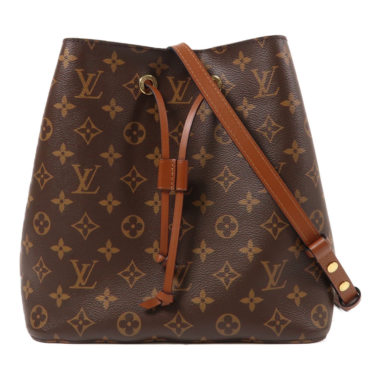 LOUIS VUITTON Monogram NeoNoe MM金扣肩背袋棕色