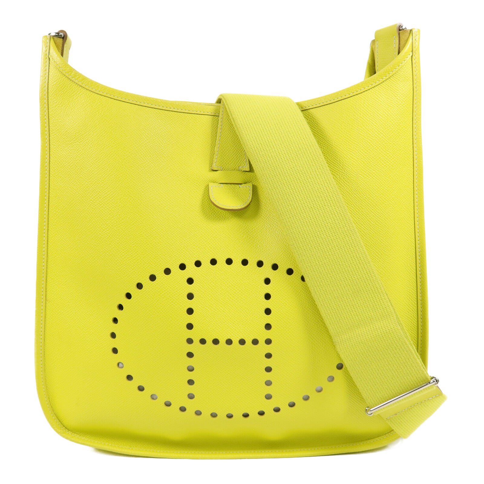 HERMES Epsom皮革Evelyne GM肩背袋Lime