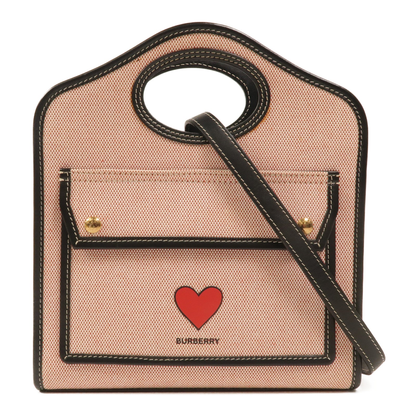 BURBERRY 帆布/皮革Mini Pocket Bag手挽肩背兩用袋