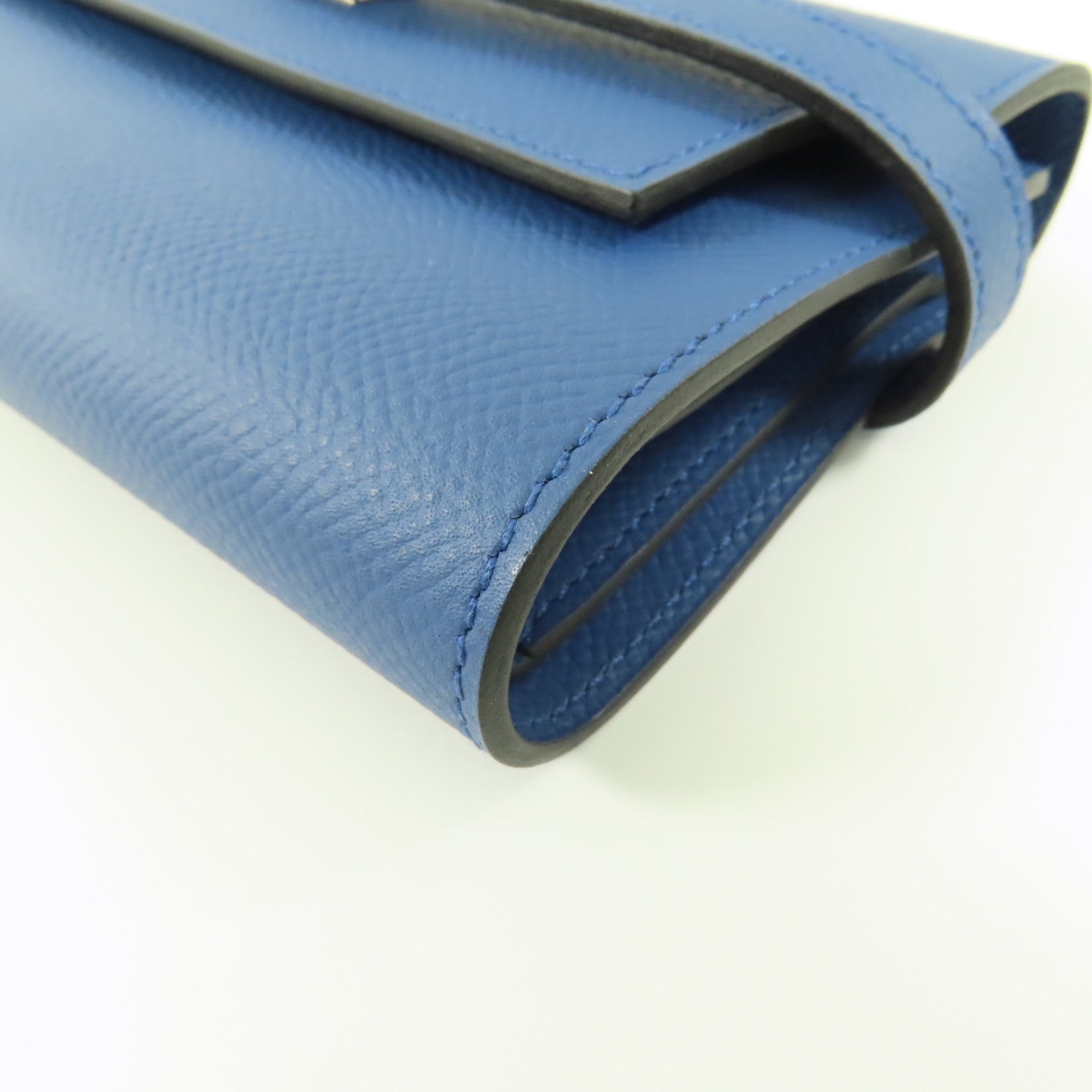 HERMES (PRICE DOWN) PHW Kelly Short Wallet Epsom Leather 7E Bleu Brighton