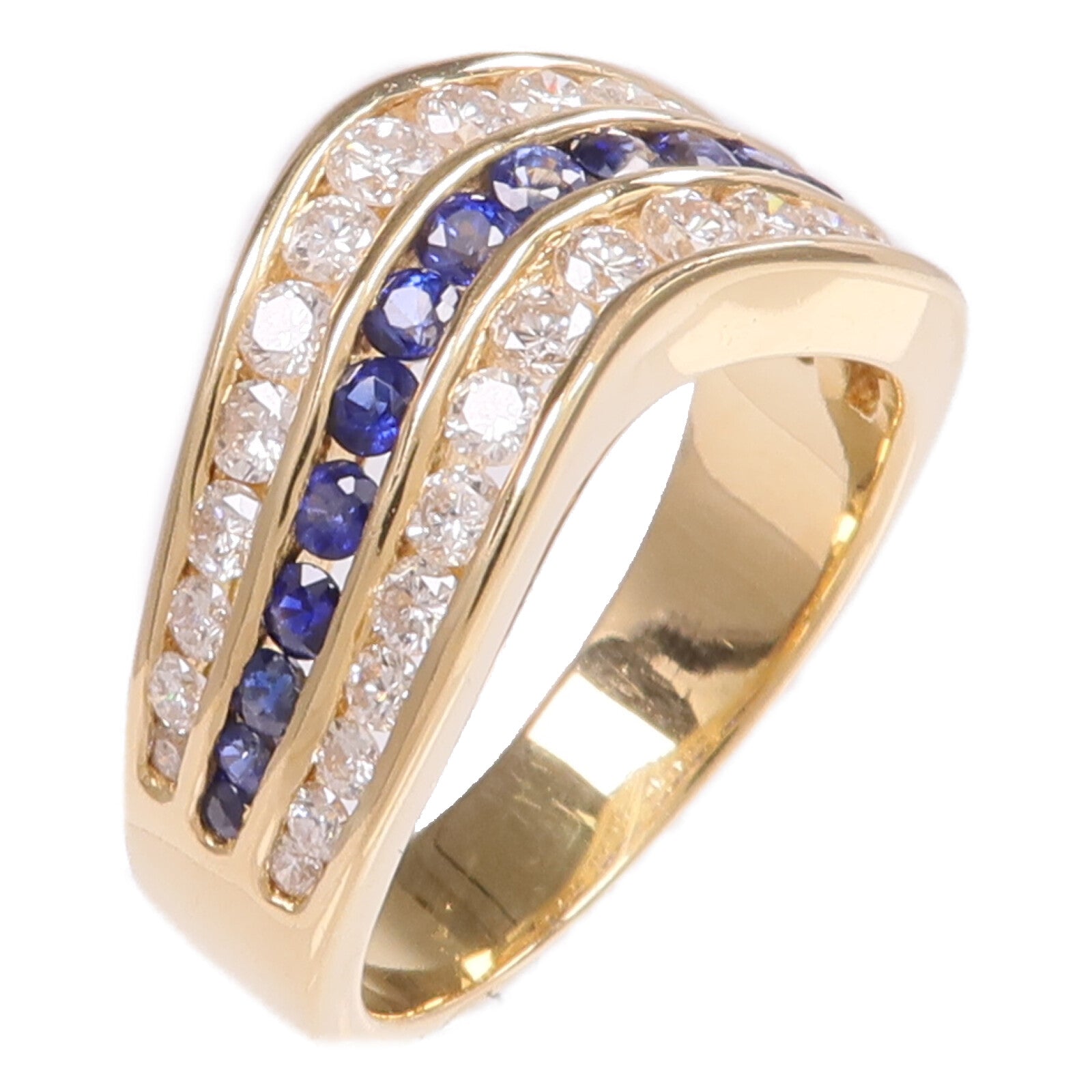 JEWELRY 18K黃金Sapphire Diamond Ring藍寶石/鑽石戒指US#7