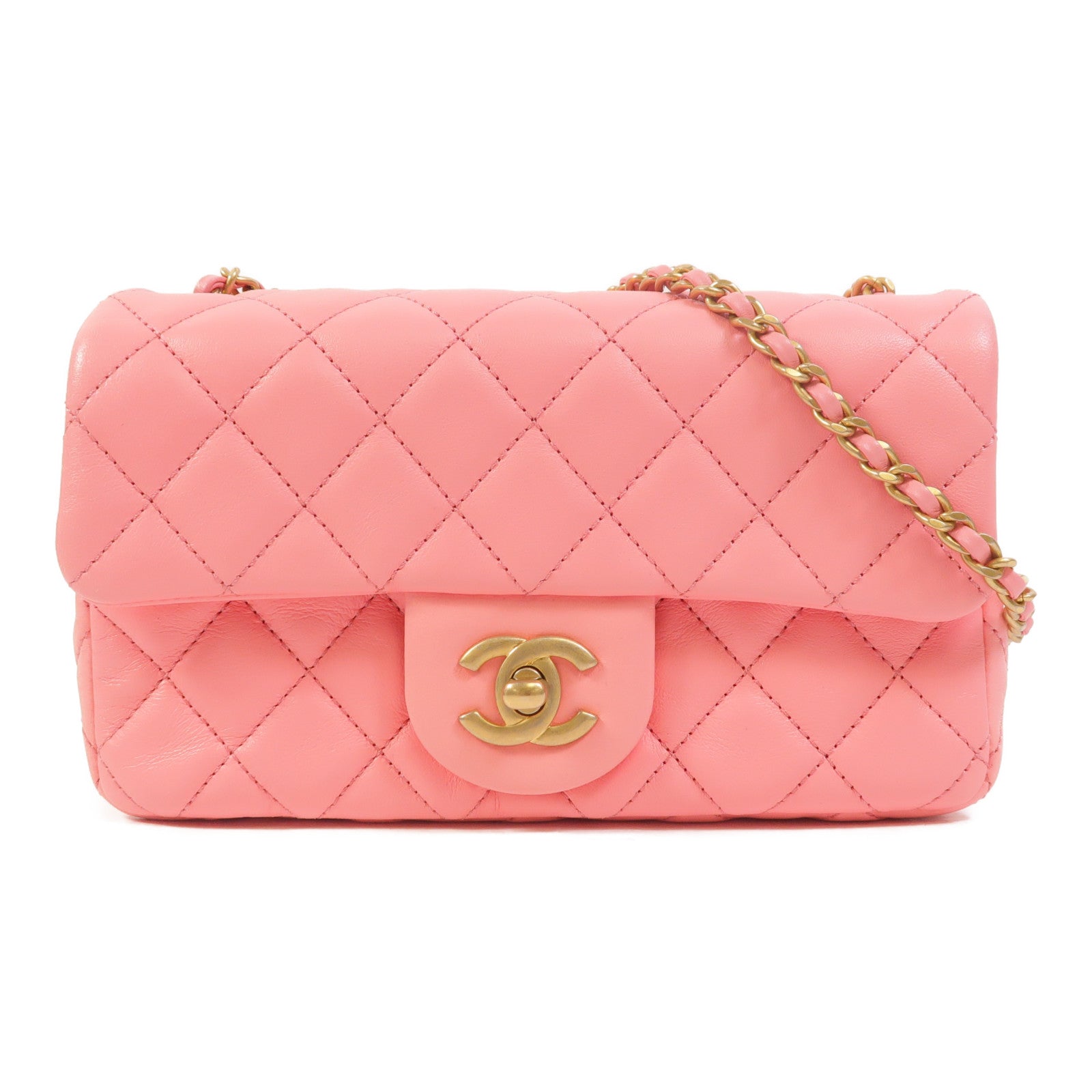 CHANEL 羊皮皮革Classic 20 With Gold Ball鏈帶肩背袋
