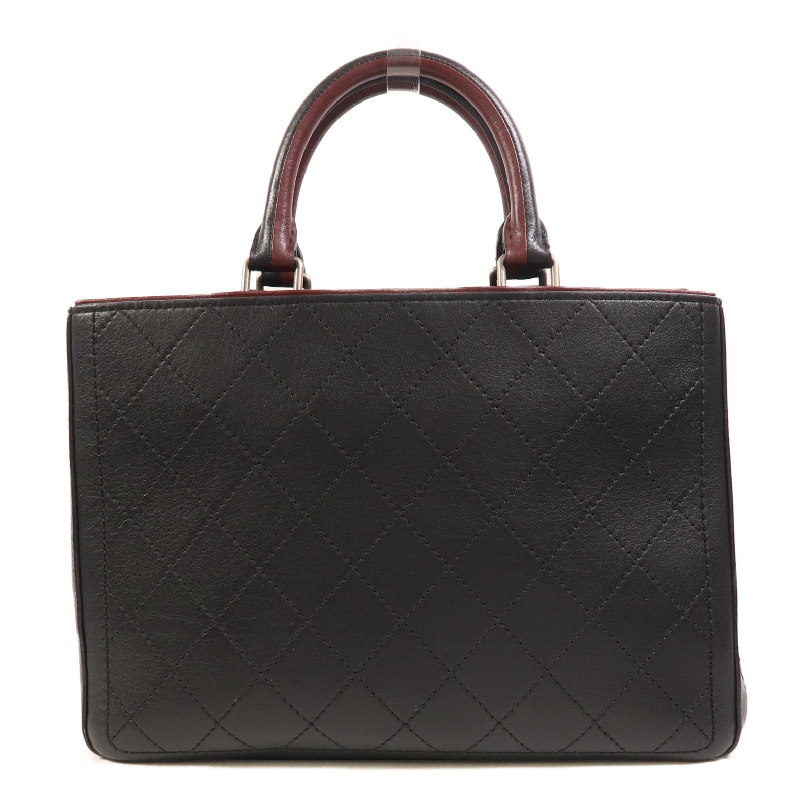 CHANEL 牛皮皮革2 Way Shoulder銀扣手挽肩背兩用袋