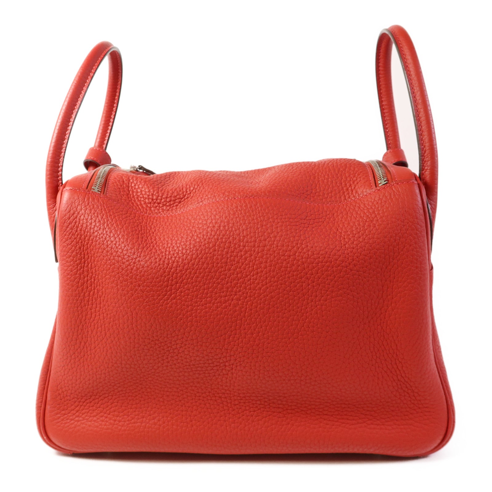 HERMES Clemence皮革Lindy 30銀扣手挽肩背兩用袋Rouge Casaque