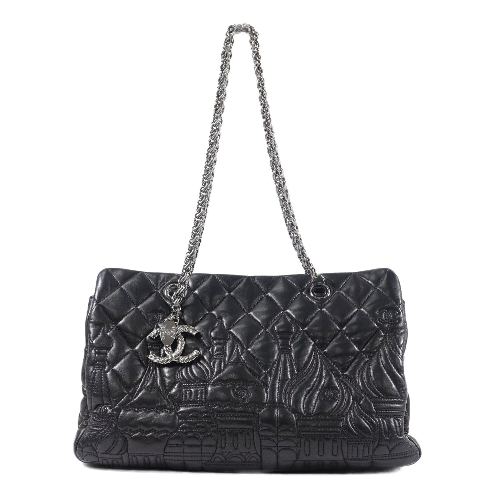 CHANEL 羊皮皮革Paris Moscow Tote鏈帶肩背袋