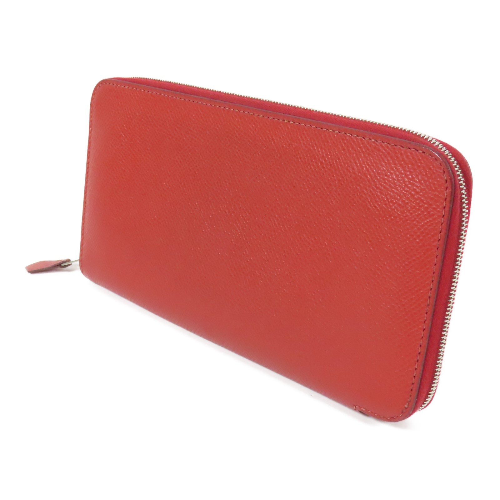 HERMES Epsom皮革Azap Wallet銀扣長錢包Rouge