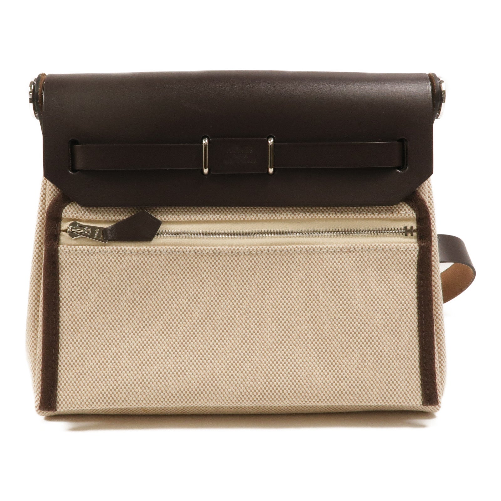 HERMES 帆布Mini Herbag肩背袋Ebene