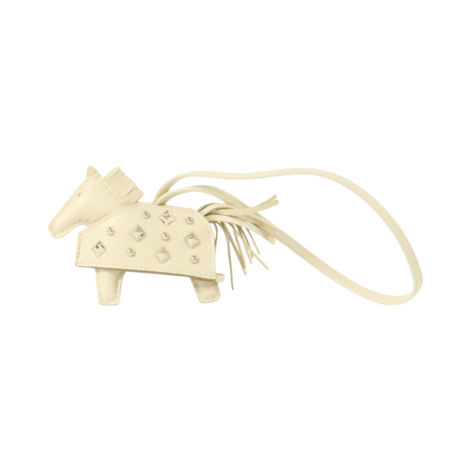 HERMES Milo皮革Rodeo Robeo Rock PM掛飾Craie