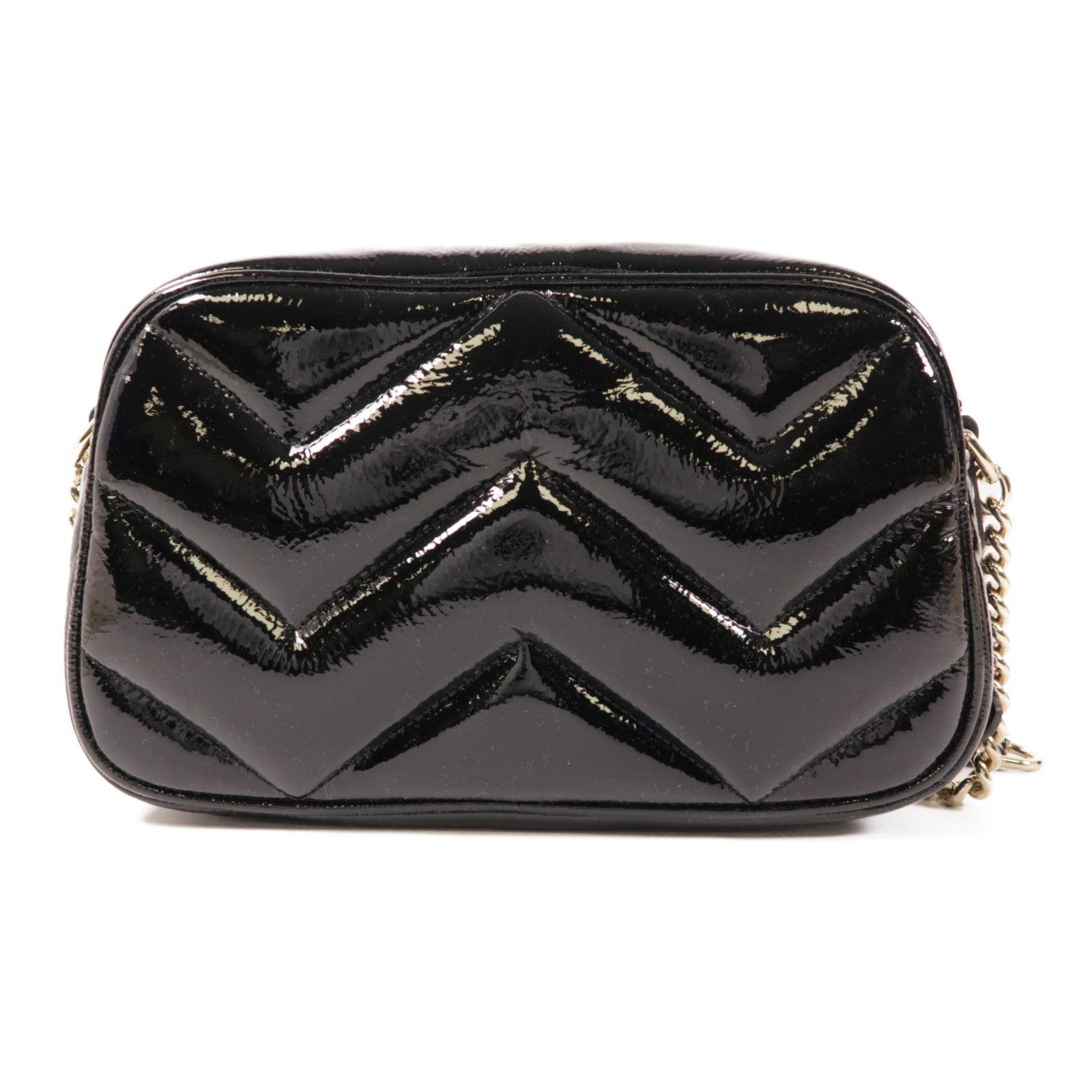 GUCCI GHW GG Marmont Small Camera Bag Shoulder Bag 802448 0AABA Patent Leather