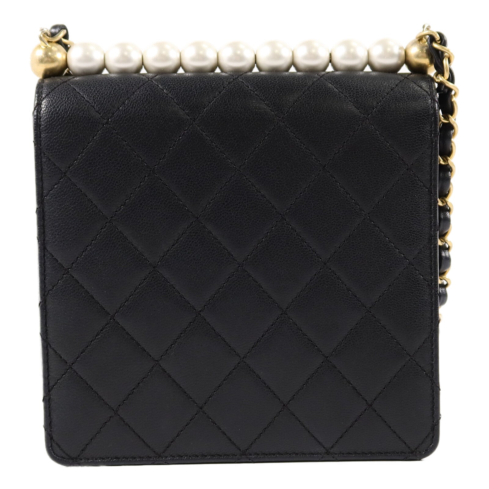 CHANEL 牛皮皮革Matelasse Pearl Chain Shoulder Bag鏈帶肩背袋
