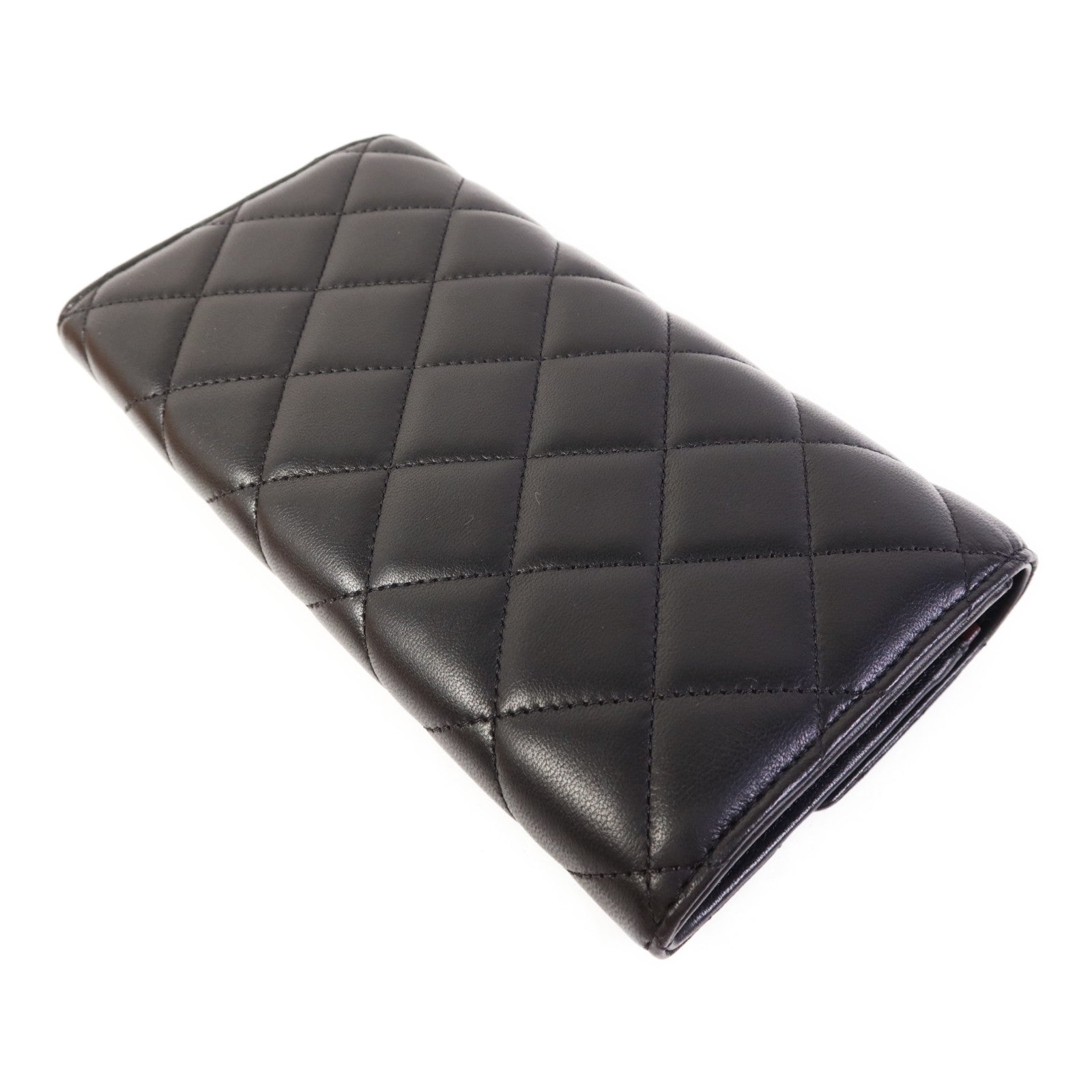 CHANEL 羊皮皮革Bifold Long Wallet銀扣長錢包