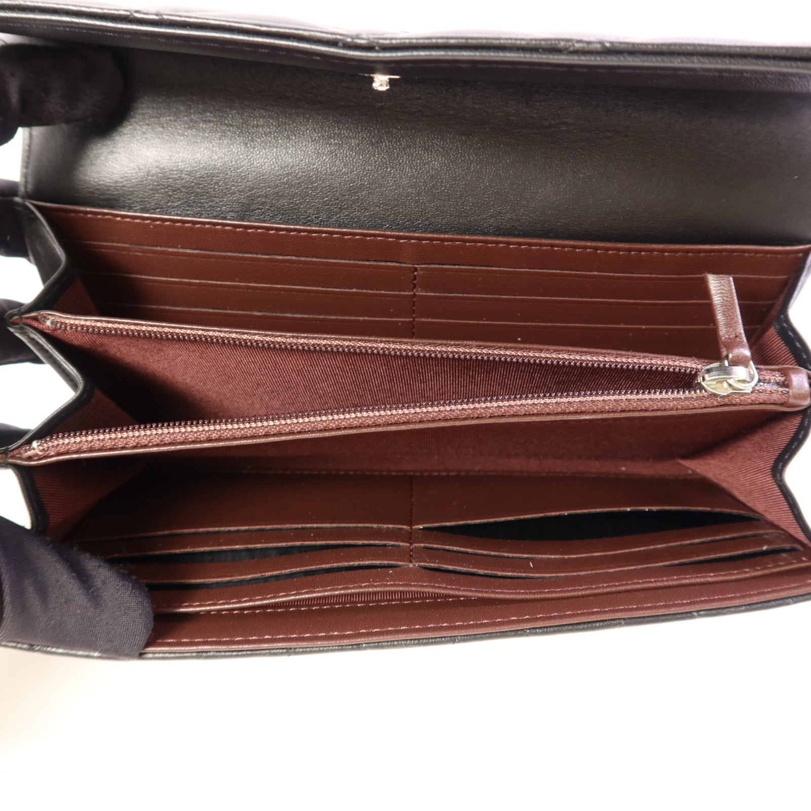 CHANEL 羊皮皮革Bifold Long Wallet銀扣長錢包