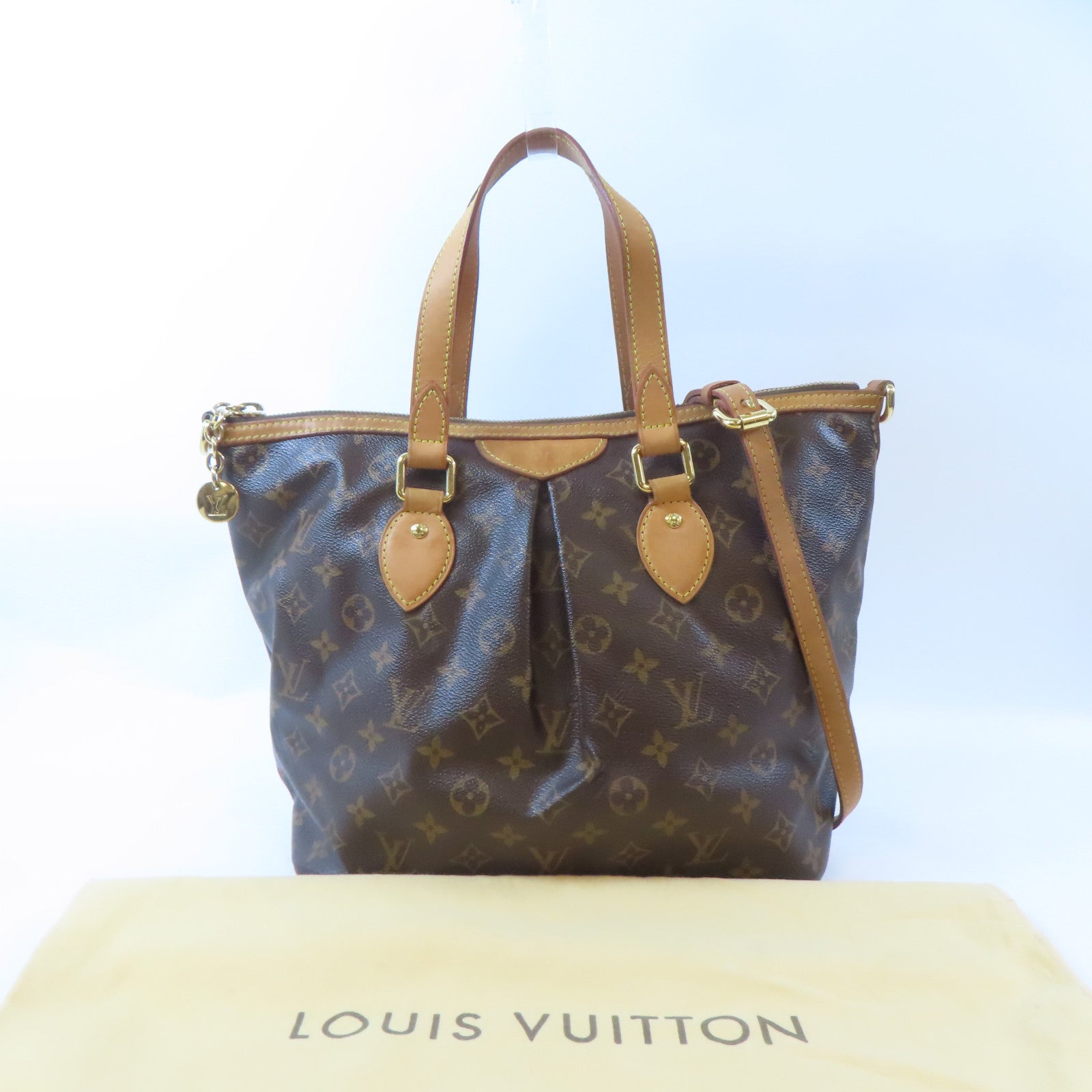 LOUIS VUITTON Monogram Palermo PM金扣手挽肩背兩用袋棕色