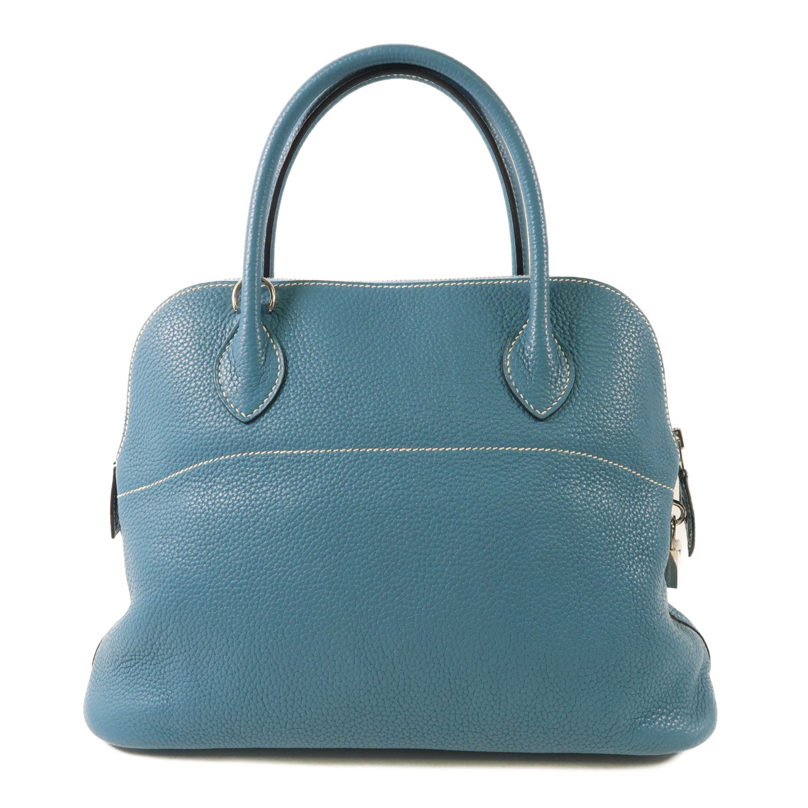 HERMES PHW Bolide 31 2 Way Shoulder Handbag Clemence Leather Bleu Jean