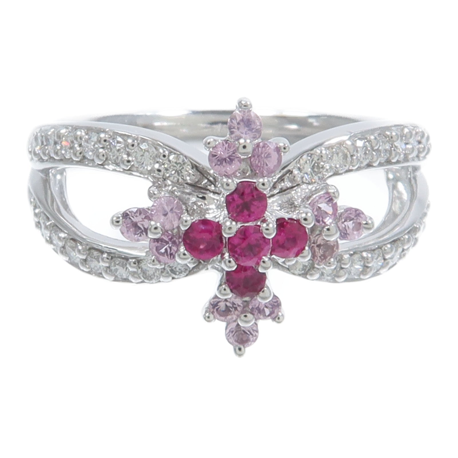 JEWELRY 18K白金Sapphire Ruby Diamond Ring粉紅藍寶石/紅寶石/鑽石戒指