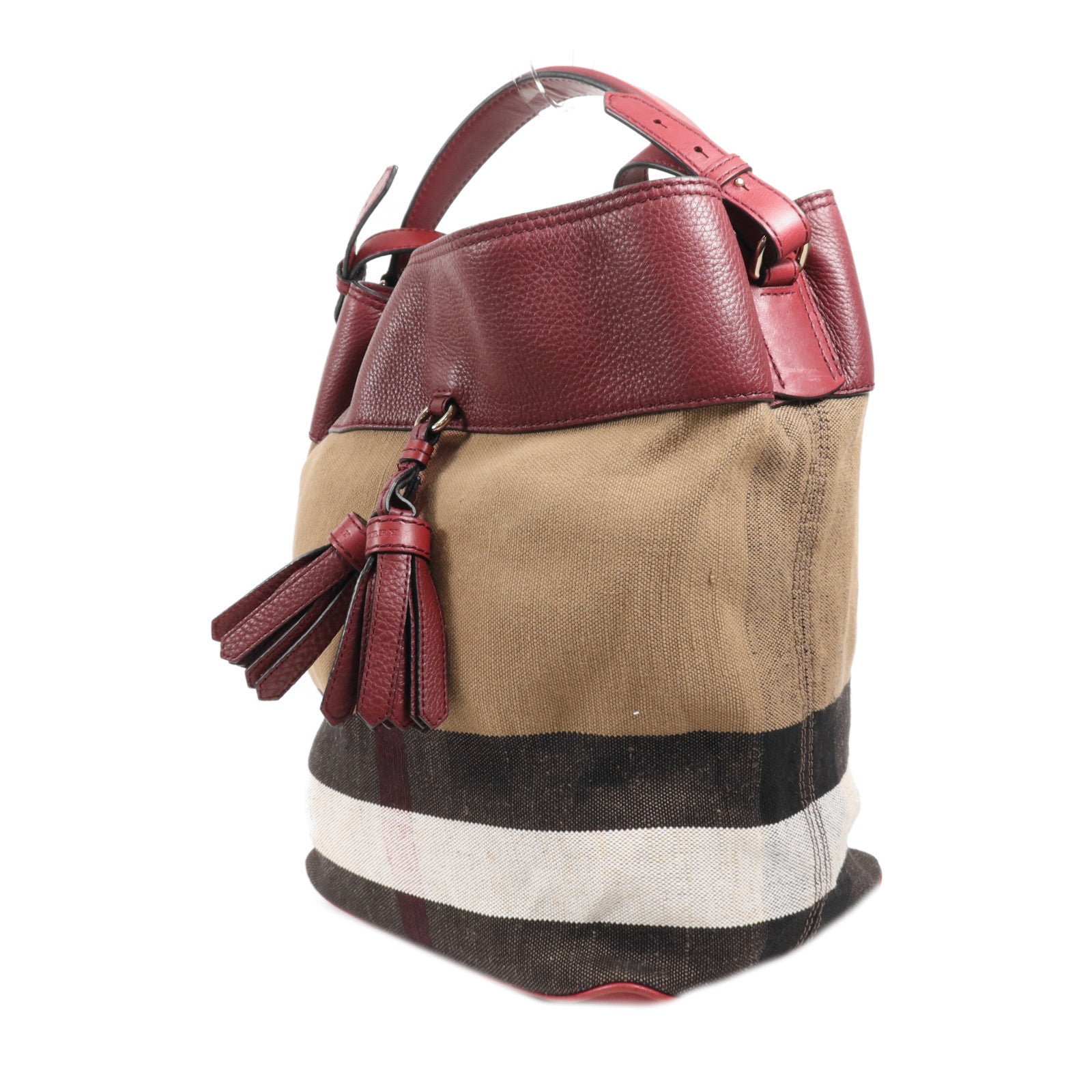 BURBERRY 帆布/牛皮皮革Shoulder Bag金扣手挽肩背兩用袋