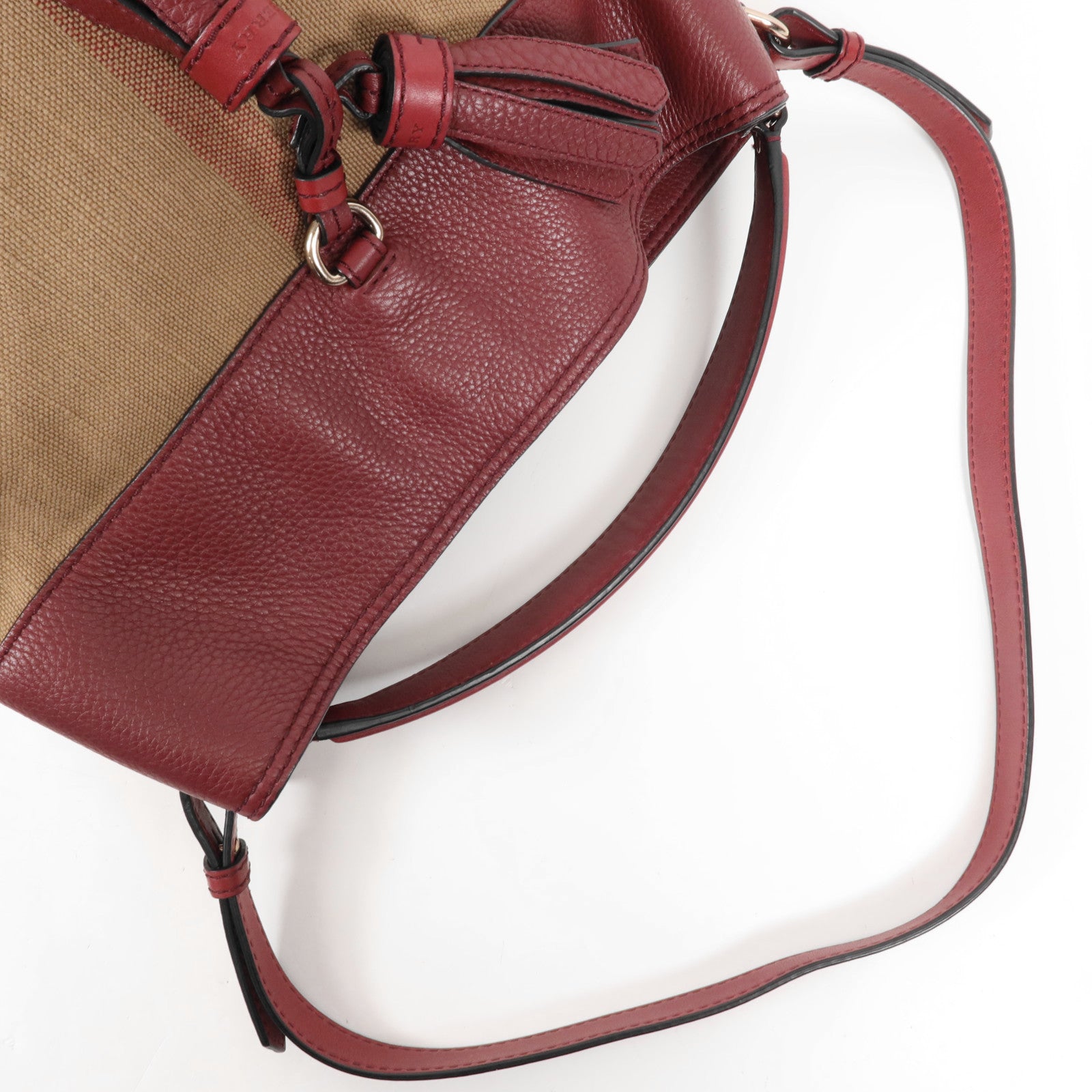 BURBERRY 帆布/牛皮皮革Shoulder Bag金扣手挽肩背兩用袋