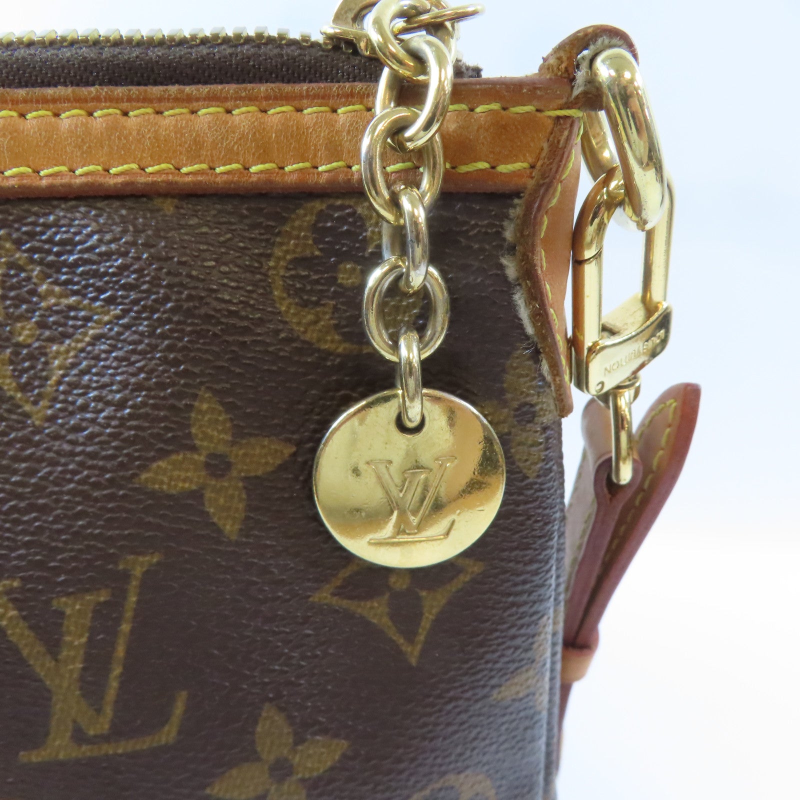LOUIS VUITTON Monogram Palermo PM金扣手挽肩背兩用袋棕色
