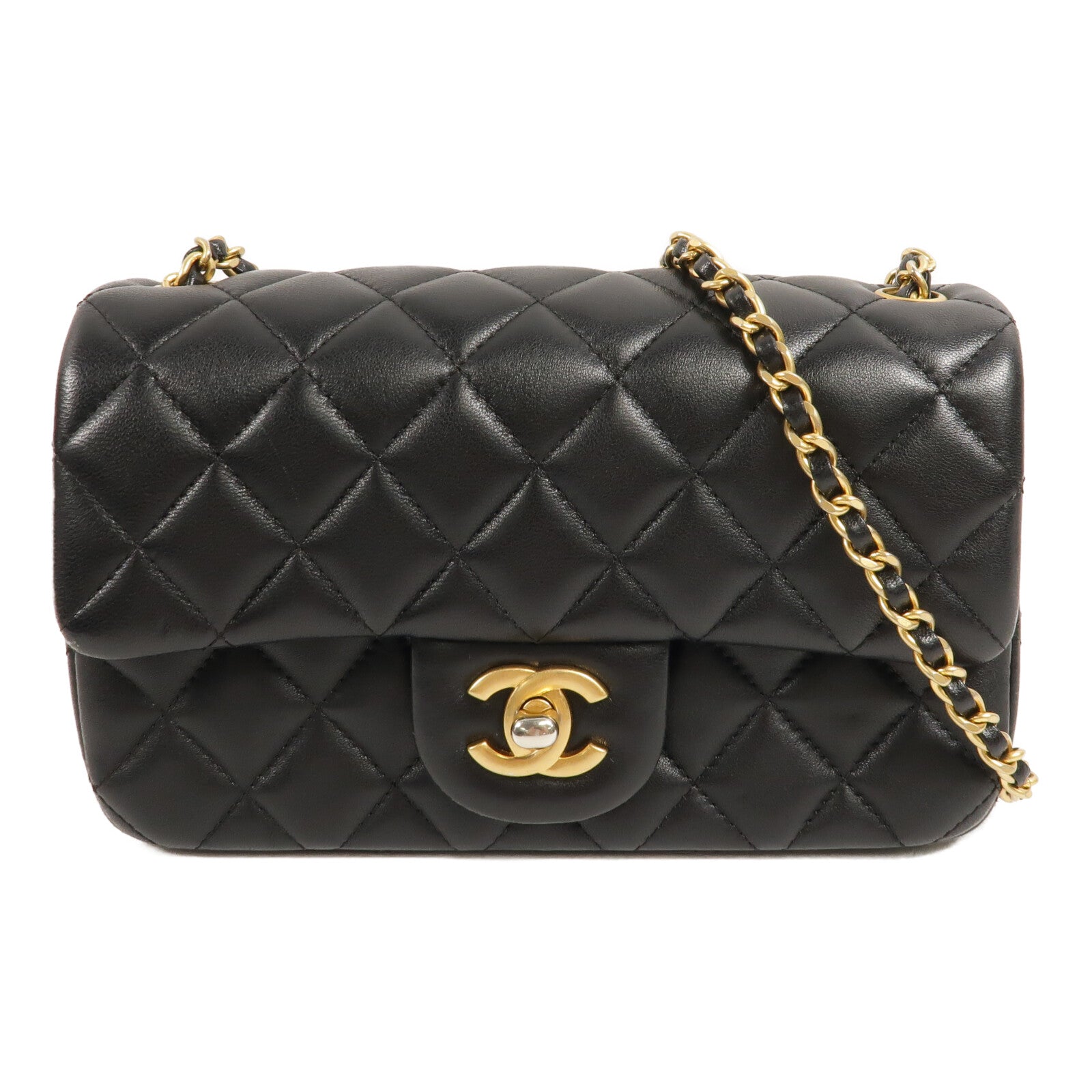 CHANEL 羊皮皮革Mini Classic 20 Gold Ball鏈帶肩背袋