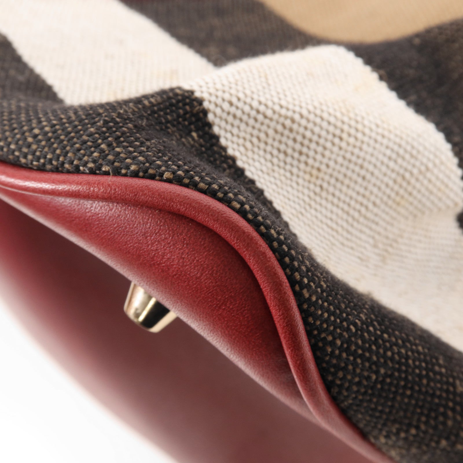 BURBERRY 帆布/牛皮皮革Shoulder Bag金扣手挽肩背兩用袋