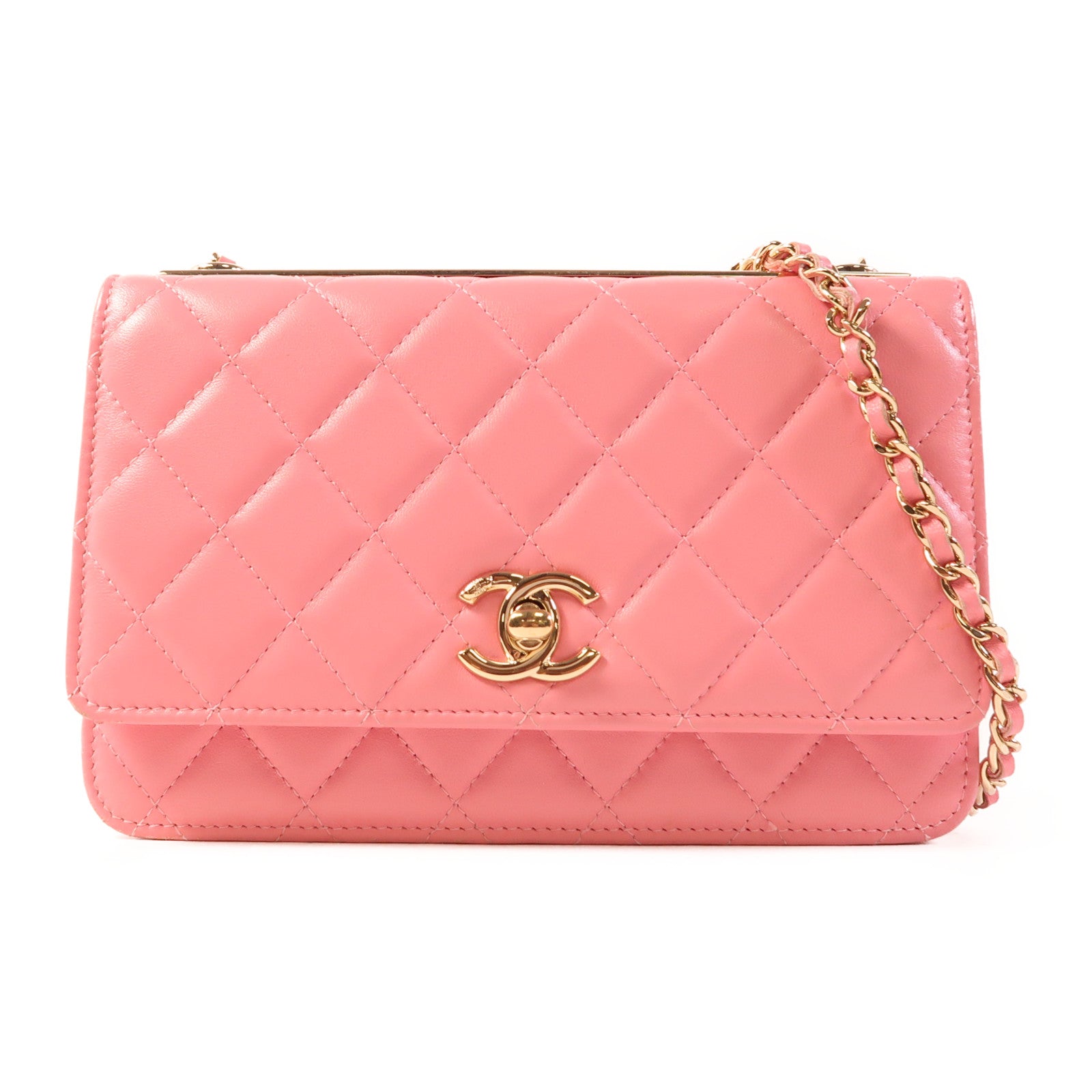 CHANEL 羊皮皮革WOC Wallet On Chain金扣鏈帶肩背袋