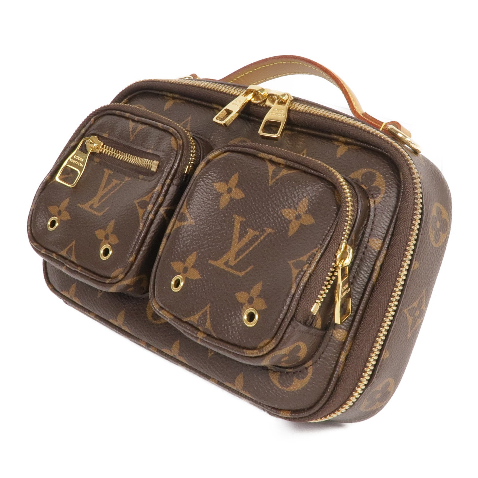 LOUIS VUITTON Monogram Utility金扣手挽肩背兩用袋棕色