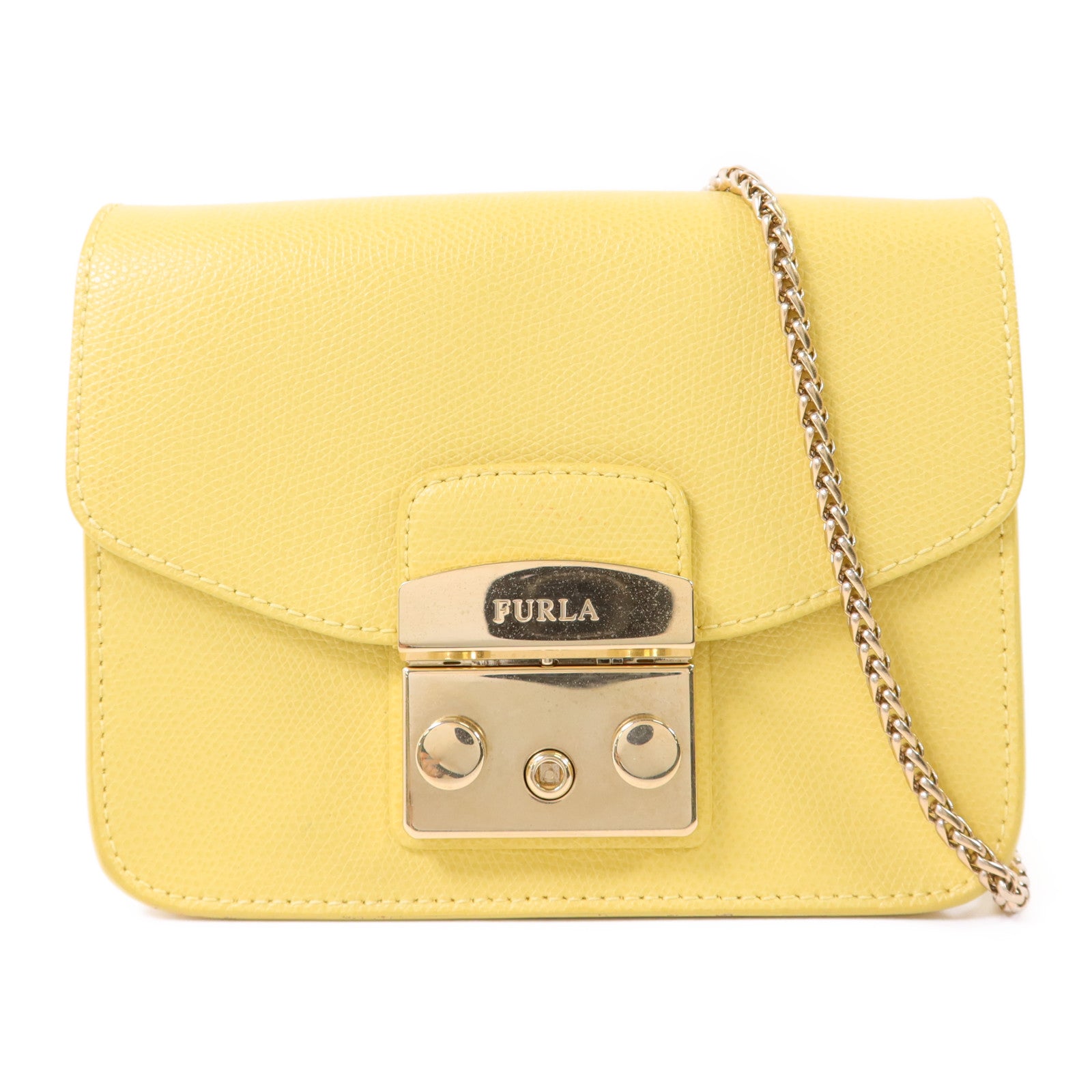 Furla 牛皮皮革Chain Shoulder Bag金扣鏈帶肩背袋