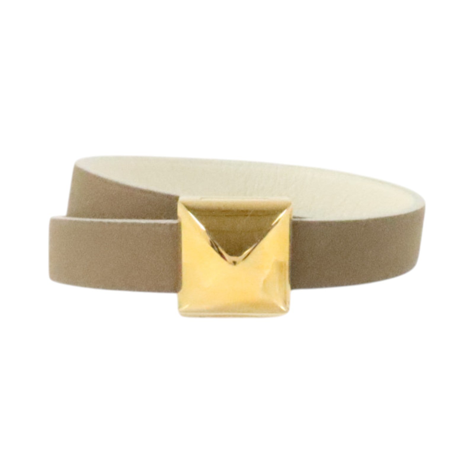 HERMES Swift皮革Medor Infini Double金扣手鏈Etoupe/Blanc