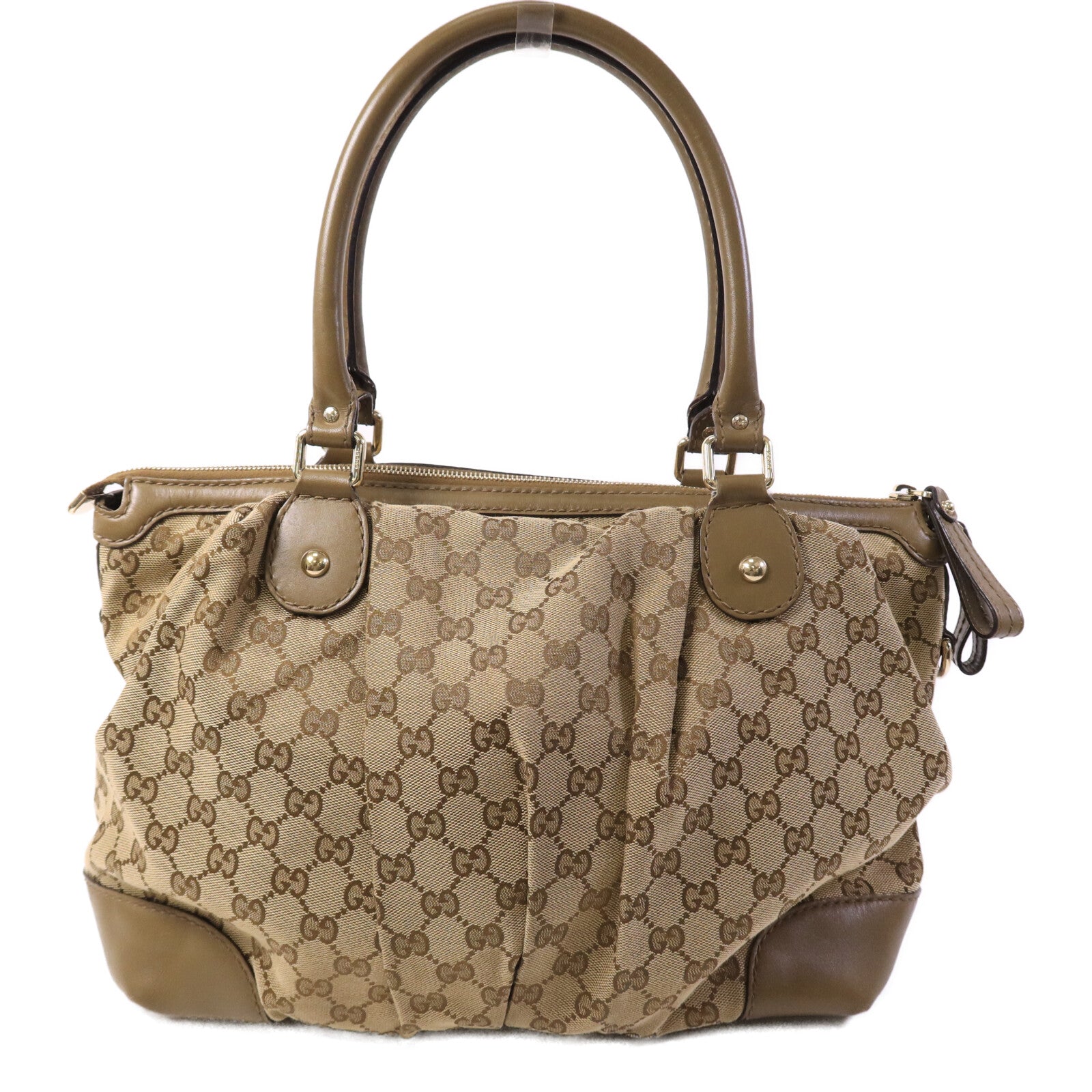 GUCCI 牛皮皮革/帆布2 Way Shoulder金扣手挽肩背兩用袋