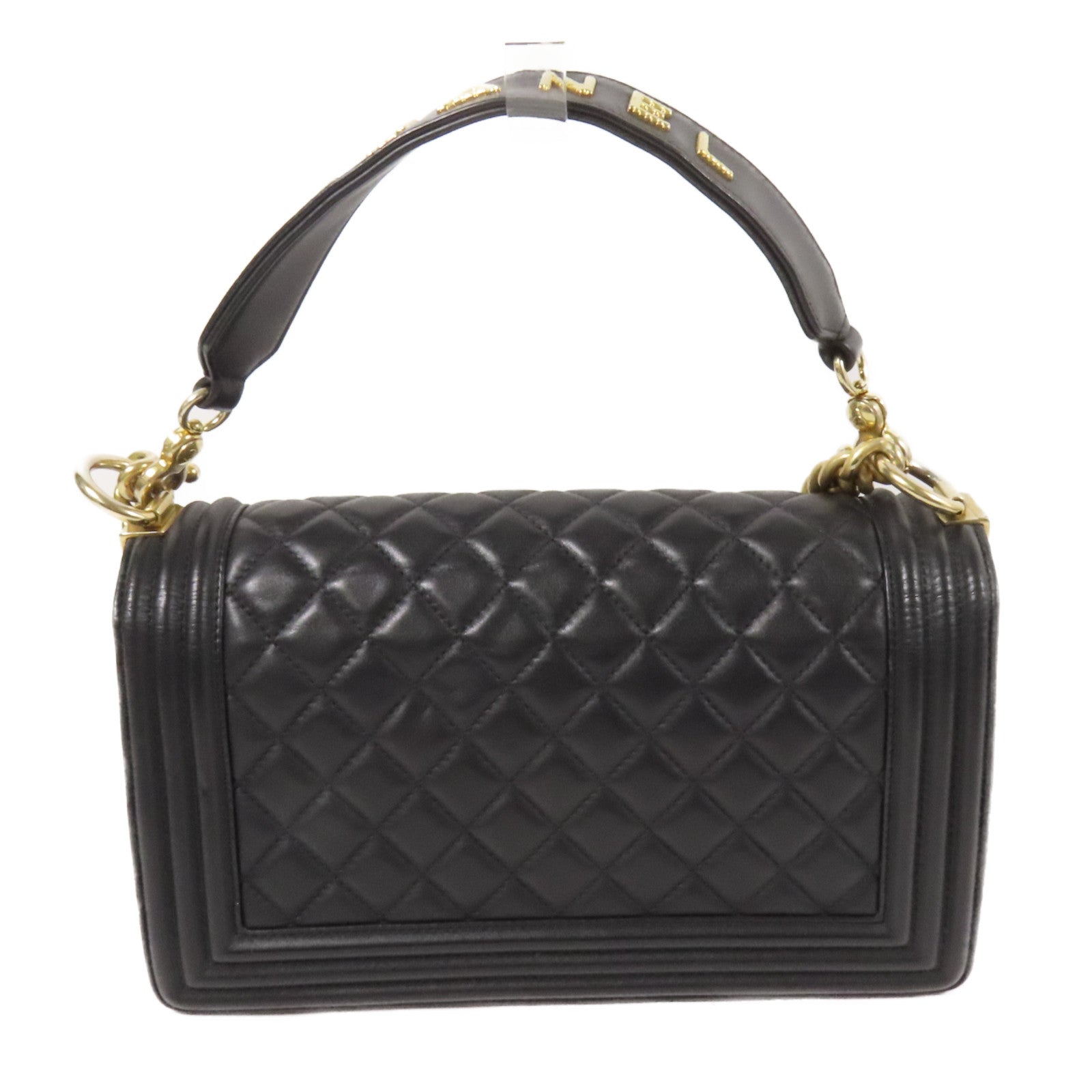 CHANEL 羊皮皮革Boy 25 2Way Shoulder Bag金扣鏈帶手挽肩背兩用袋