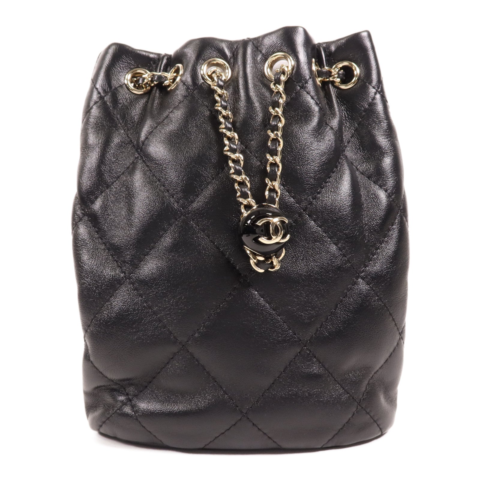 CHANEL 牛皮皮革Rucksack金扣背包