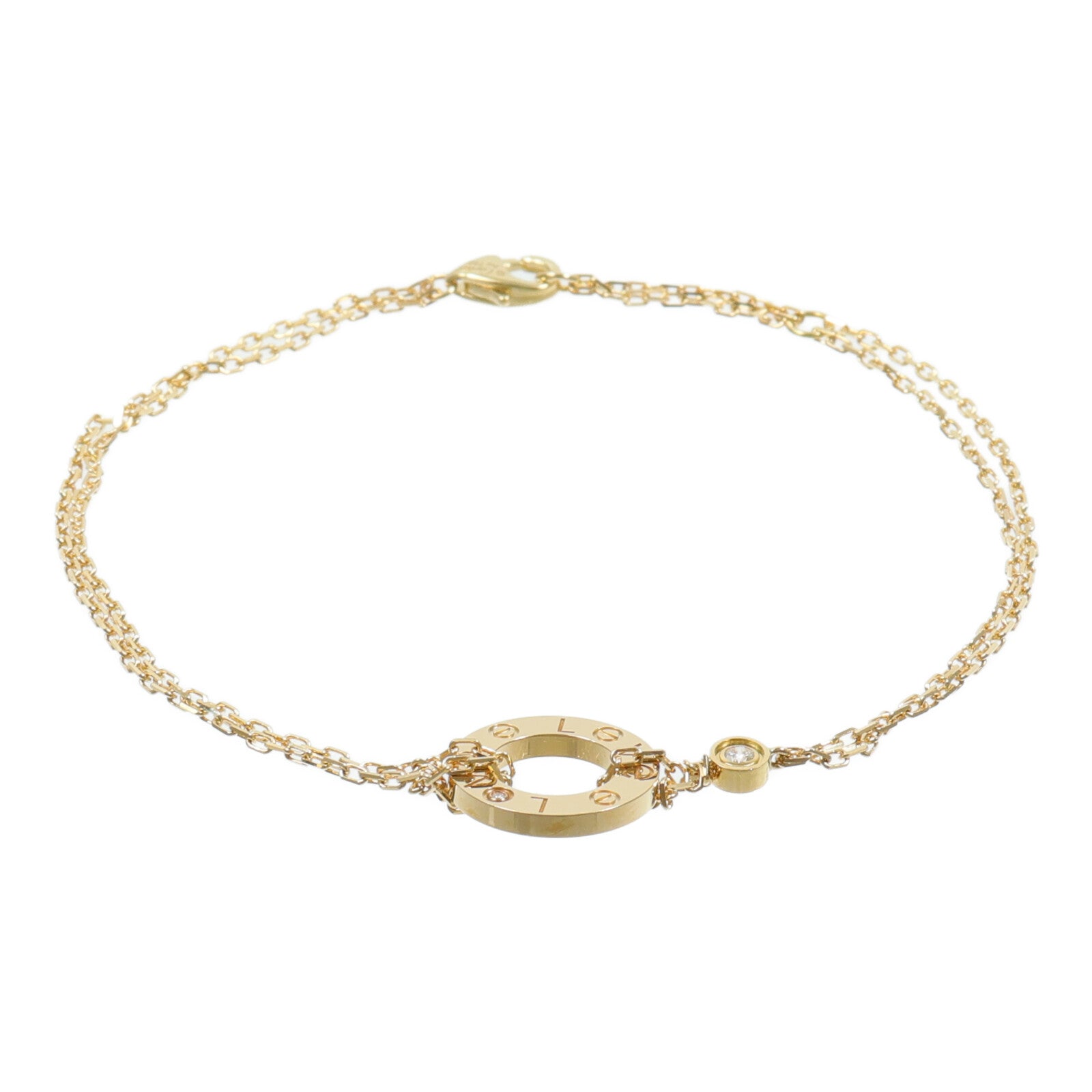 CARTIER 18K黃金Love Bracelet鑽石手鏈